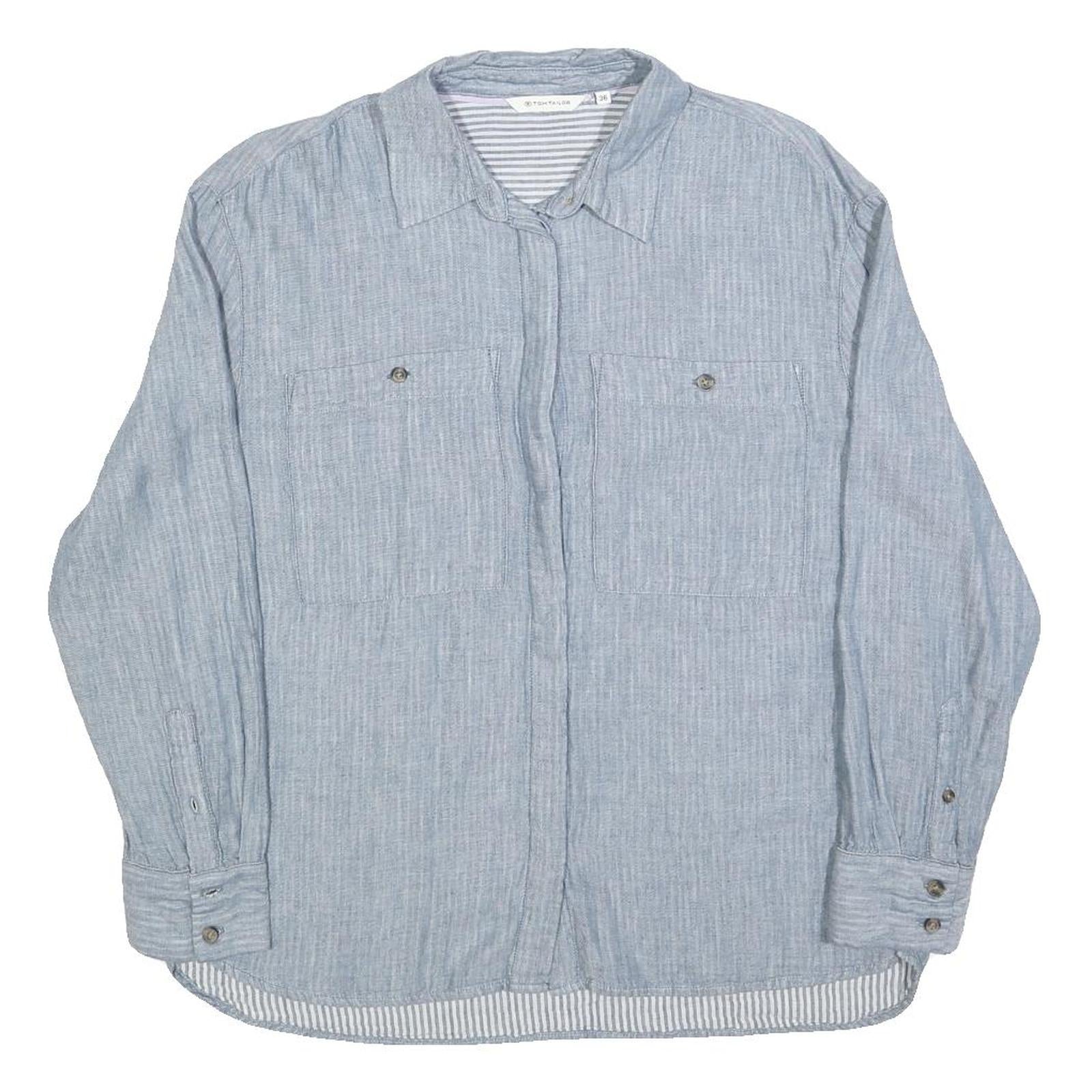 TOM TAILOR Womens Blue Shirt Long Sleeve Button Neck Size S Lightweight Refurbished - N/A refurbished available on Cerqular