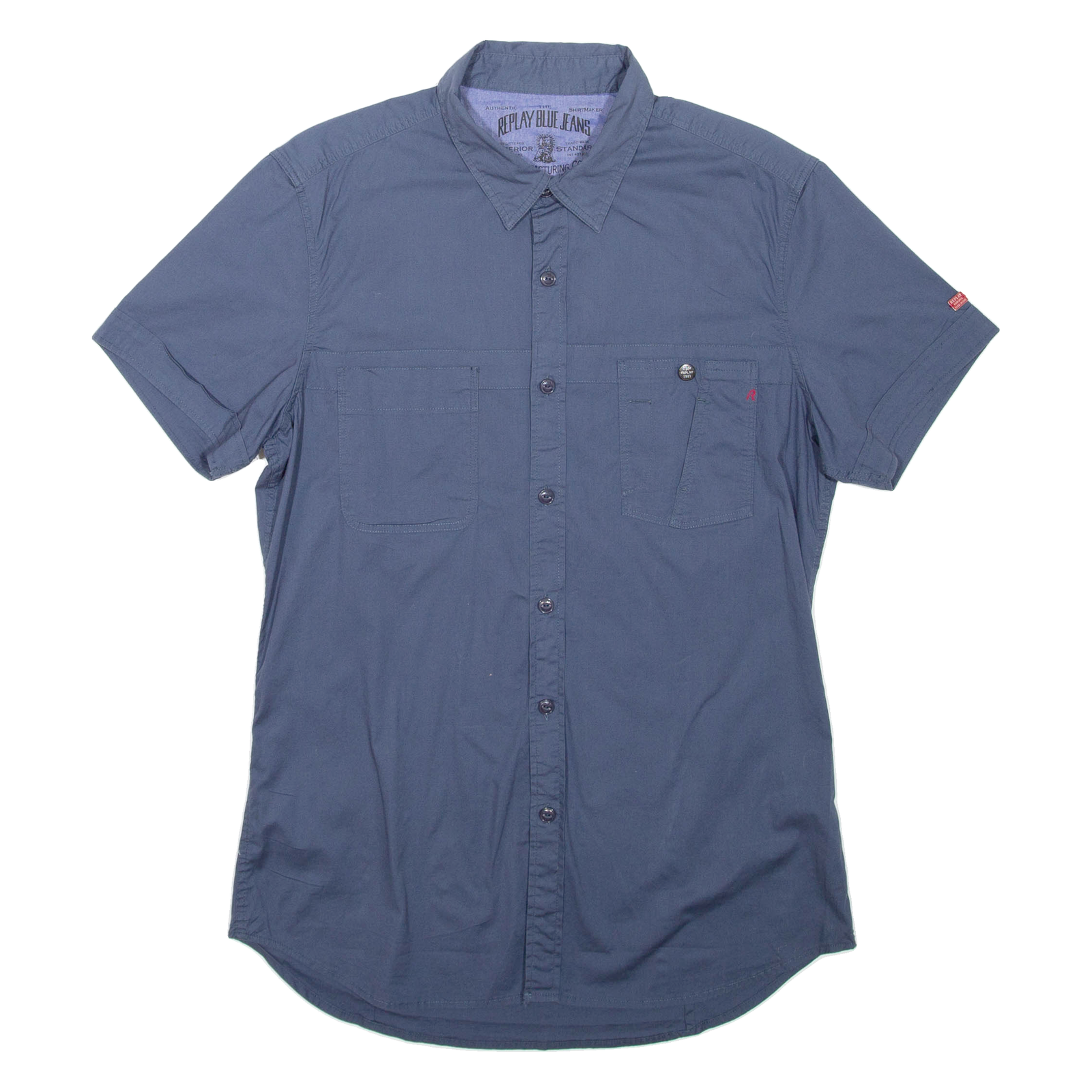 REPLAY Mens Plain Shirt Blue S Refurbished - N/A refurbished available on Cerqular
