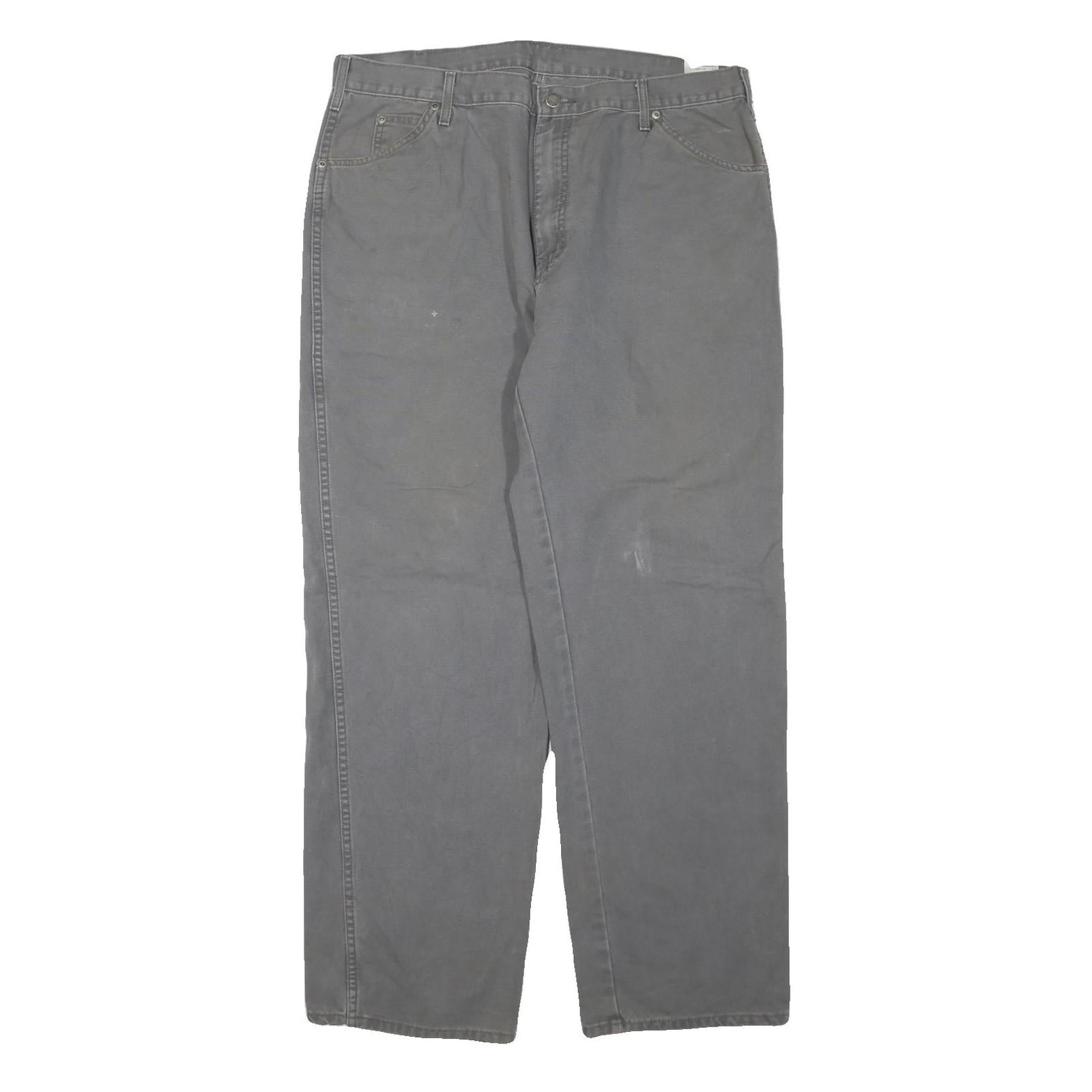 DICKIES Mens Cotton Blend Grey Regular Straight Trousers W38 L32 Workwear Refurbished - N/A refurbished available on Cerqular