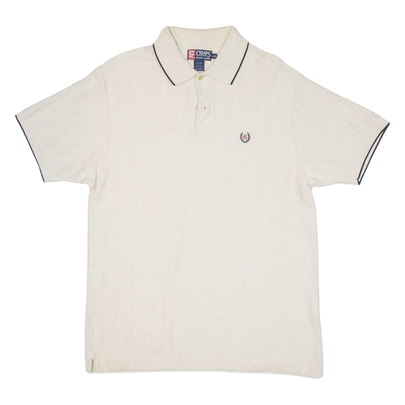 CHAPS RALPH LAUREN Mens Polo Shirt Beige Striped L Refurbished - N/A refurbished available on Cerqular