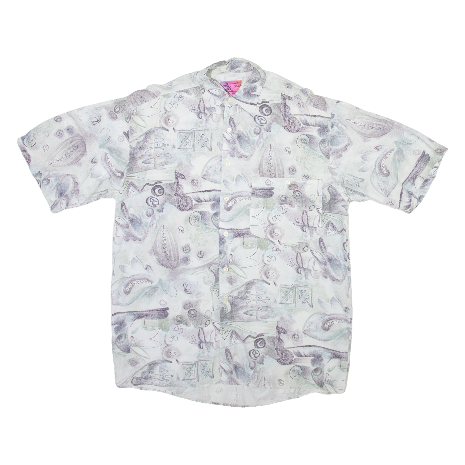 ALESSANDRO MAGNO Mens Shirt Grey Crazy Pattern M Refurbished - N/A refurbished available on Cerqular