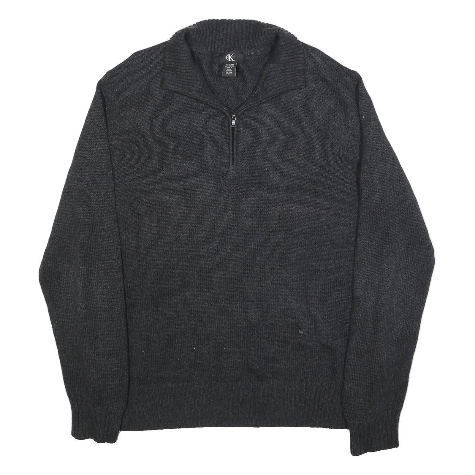 Buy CALVIN KLEIN Mens Charcoal Grey Plain Pullover Jumper Zip Collar Cotton XL Refurbished - $36.39 CALVIN KLEIN Mens Charcoal Grey Plain Pullover Jumper Zip Collar Cotton XL Refurbished - N/A refurbished available on Cerqular