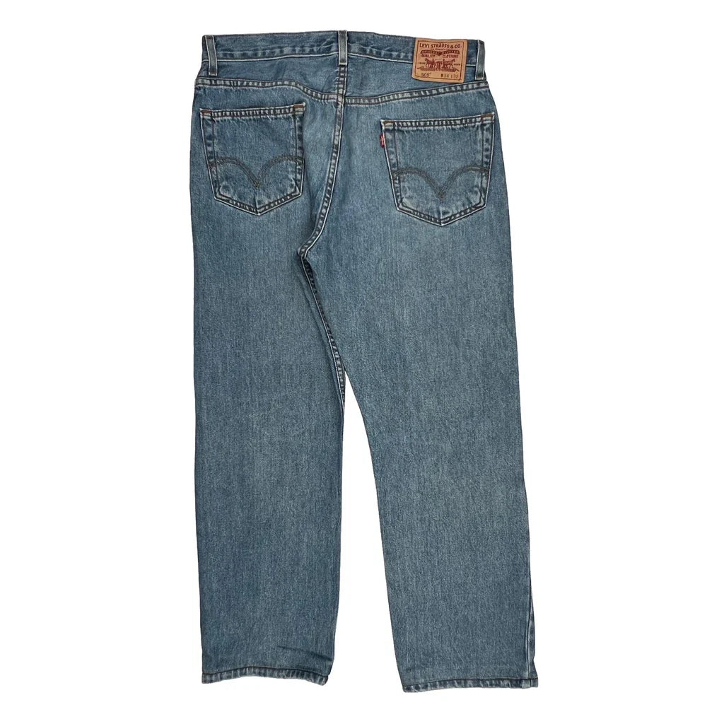 505 Levis Jeans - 34W 30L Blue Denim Refurbished - Thrifted (note: this is a term often used to describe second- refurbished available on Cerqular