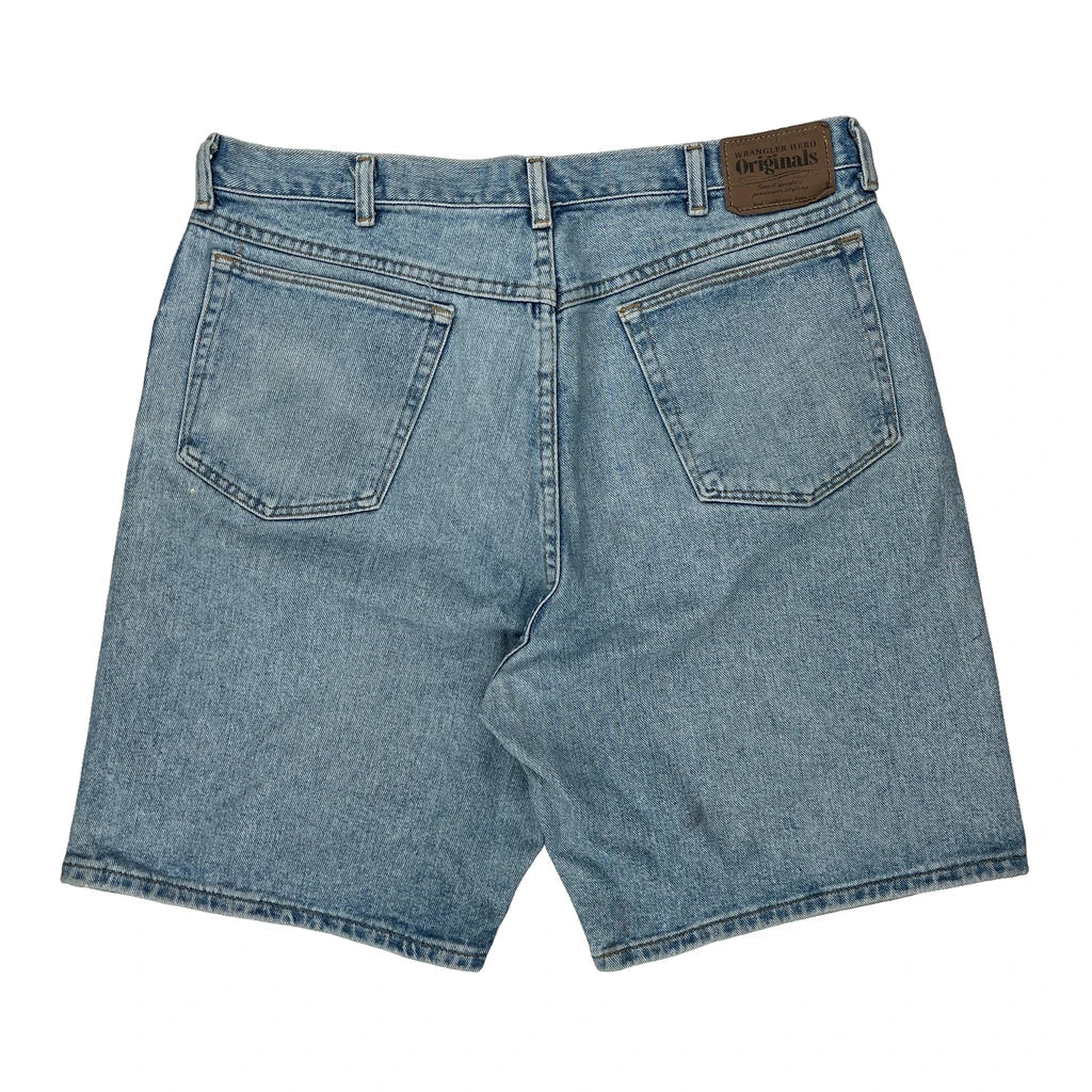 Wrangler Denim Shorts - 35W 9L Light Wash Denim Refurbished - Thrifted (note: this is a term often used to describe second- refurbished available on Cerqular