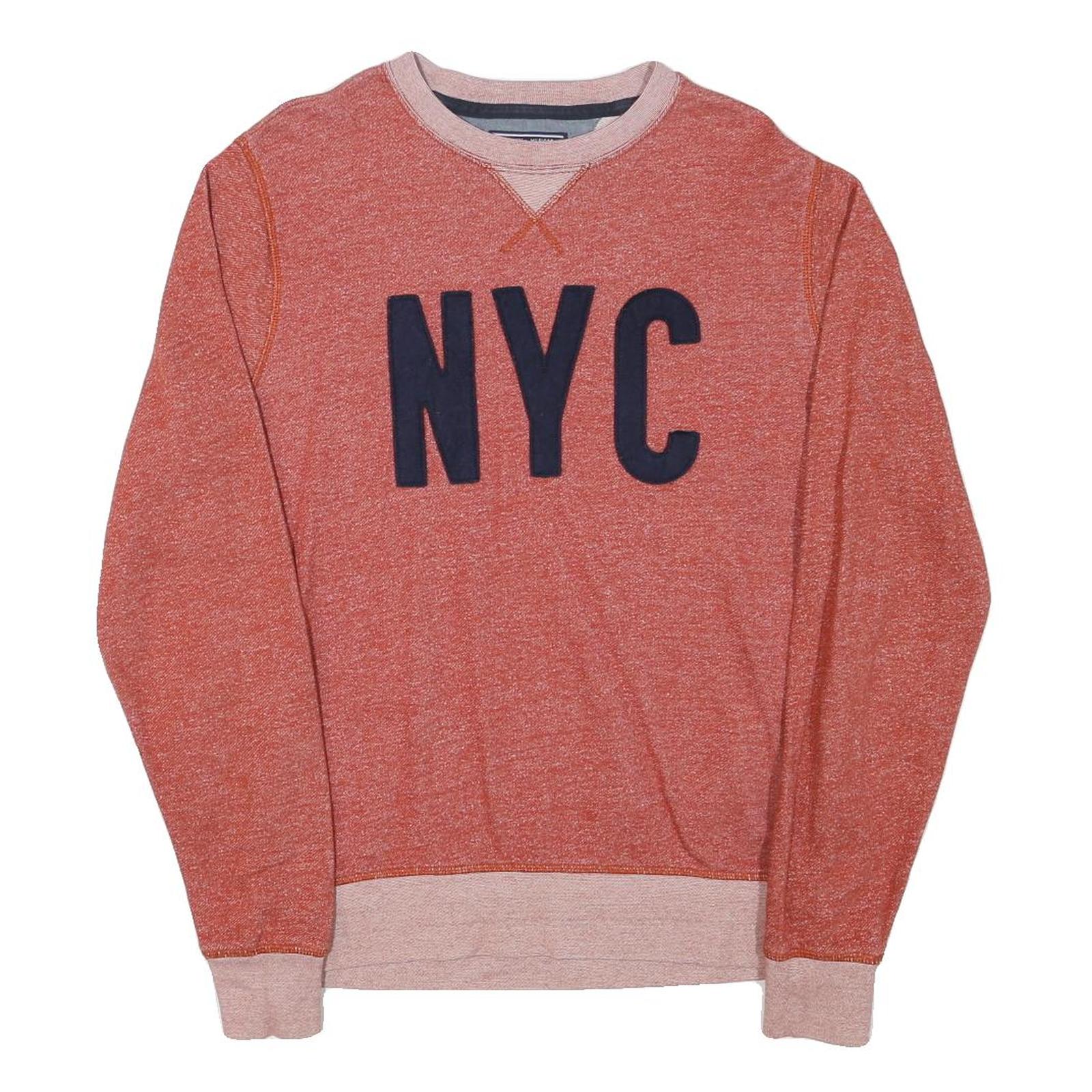 TOMMY HILFIGER Mens Red Crew Neck M NYC Sweatshirt Cotton Blend Pullover Refurbished - N/A refurbished available on Cerqular