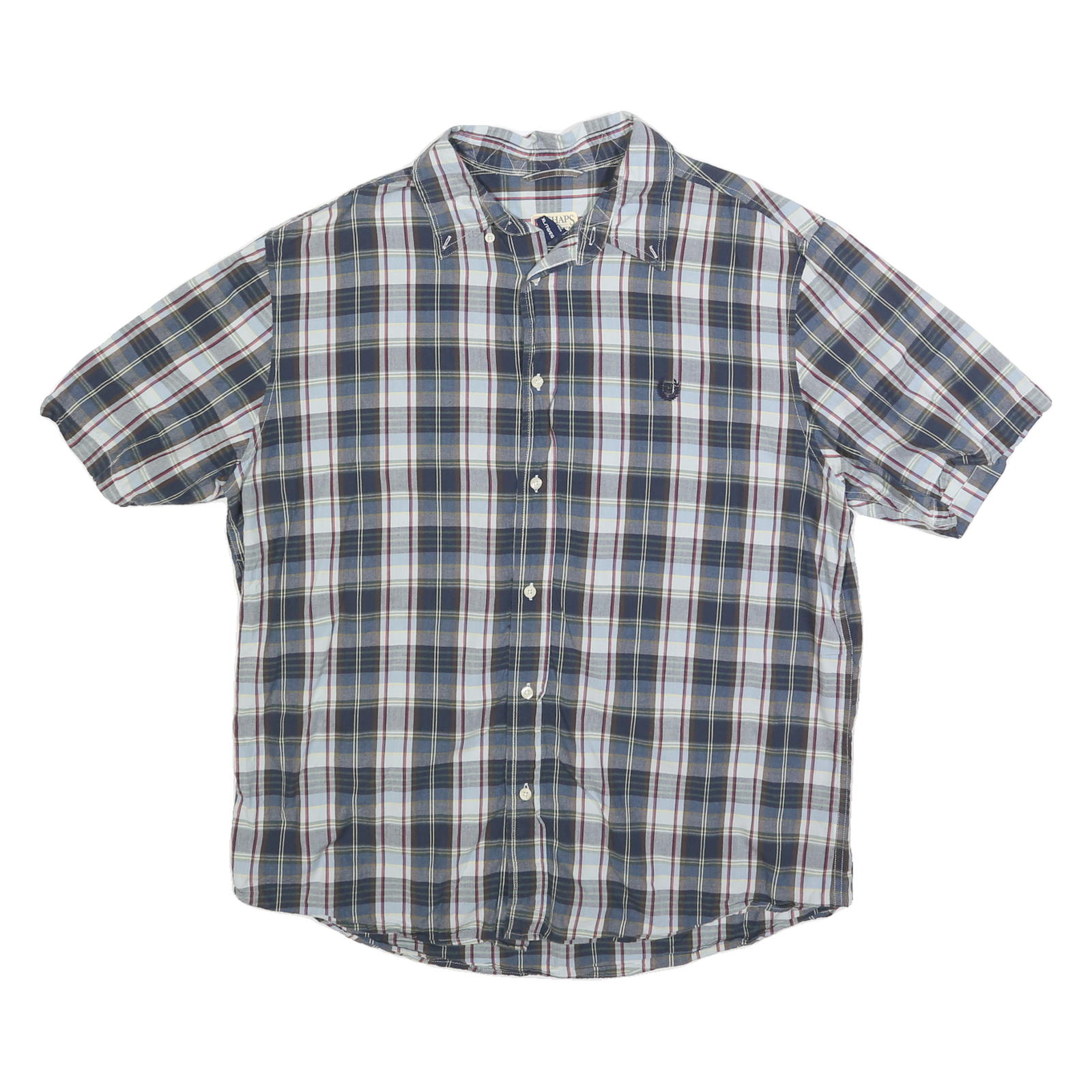 CHAPS Mens Blue & White Check Shirt XL Cotton Blend Button Collar Casual Refurbished - N/A refurbished available on Cerqular
