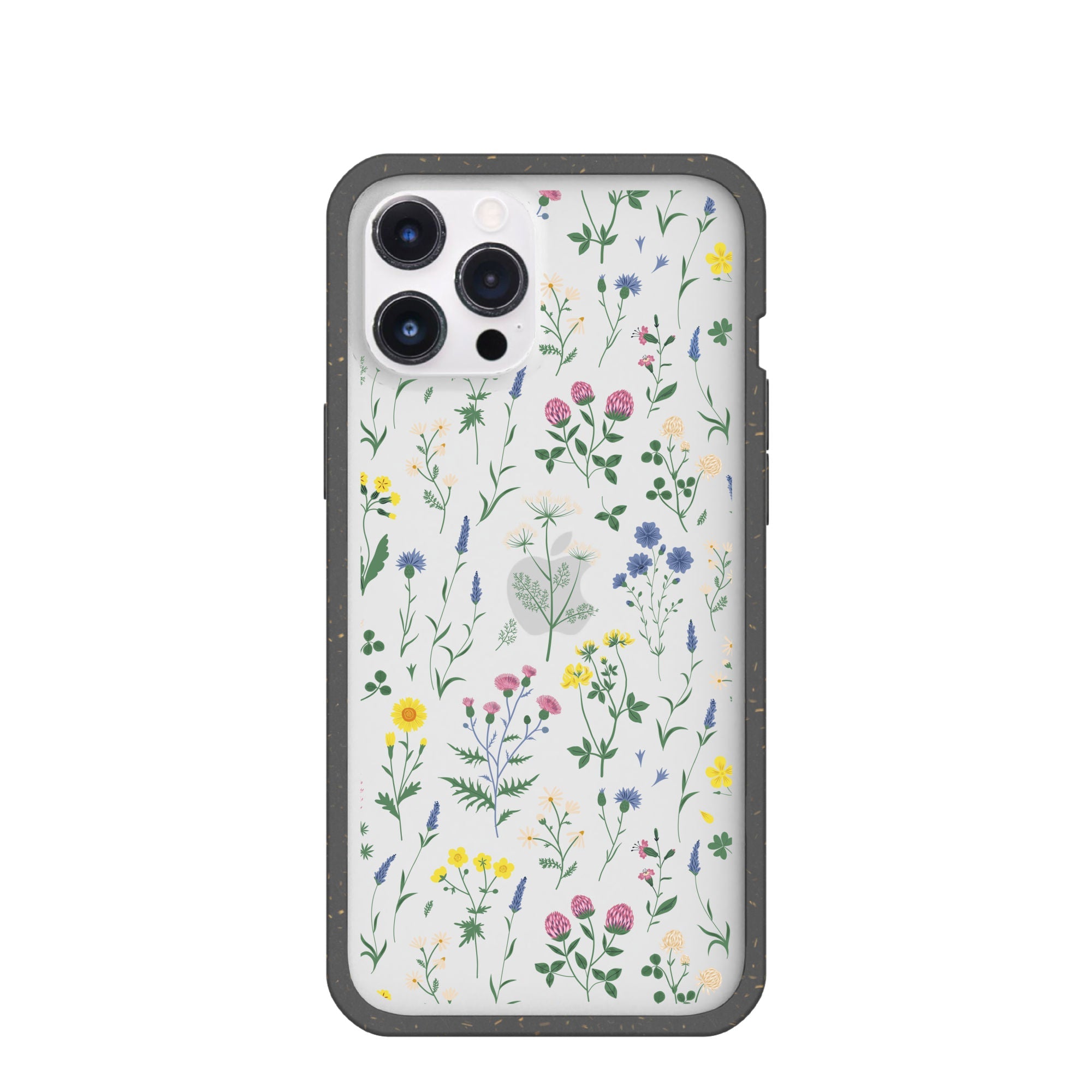 Clear Shadow Blooms iPhone 12 Pro Max Case With Black Ridge Refurbished - Pela Case refurbished available on Cerqular