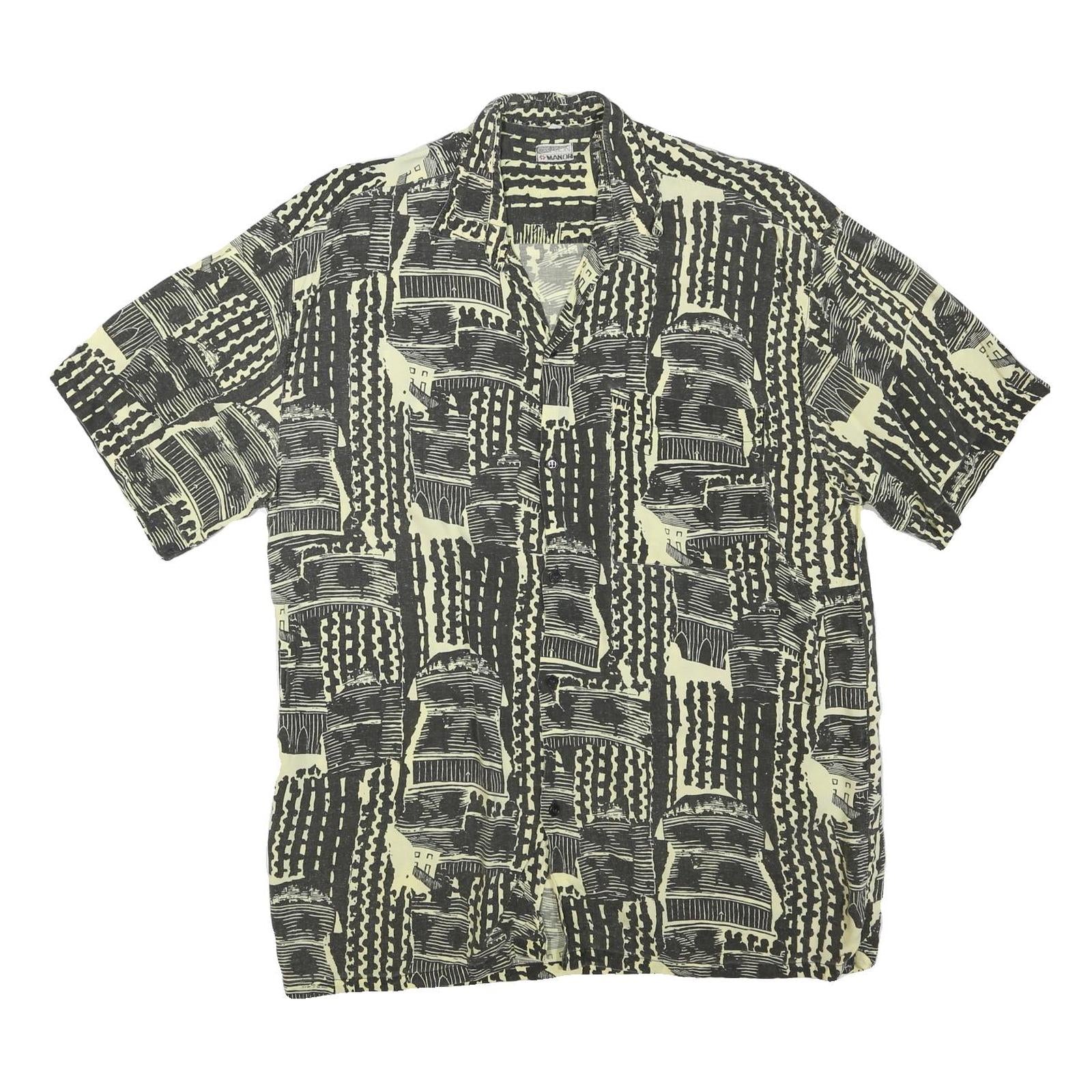 CREATION MANOR Mens Black & Cream Casual Shirt XL Patterned Cotton Blend Summer Refurbished - N/A refurbished available on Cerqular
