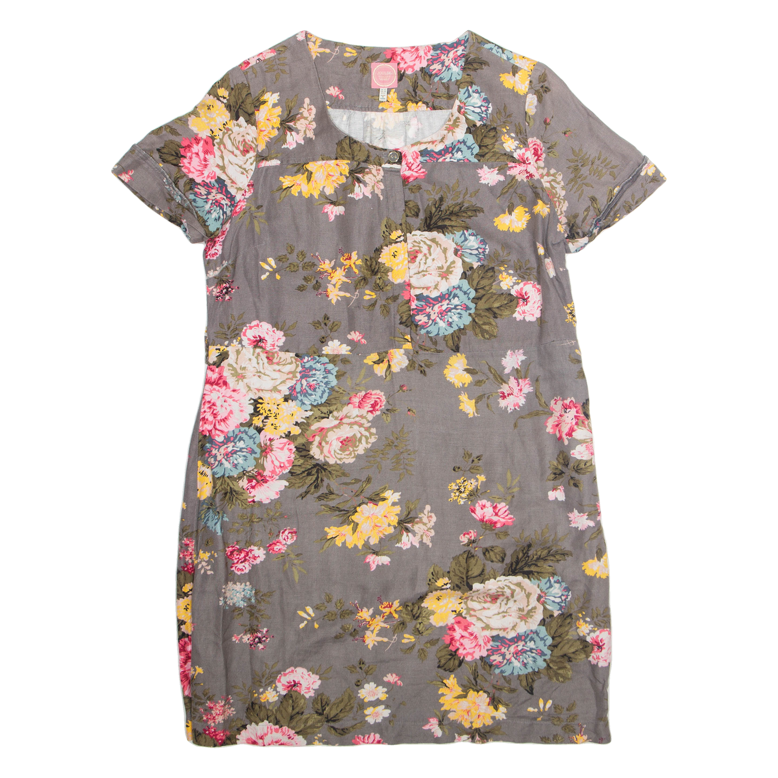JOULES Womens Day Dress Grey Viscose Floral Short Sleeve Knee Length UK 14 Refurbished - N/A refurbished available on Cerqular