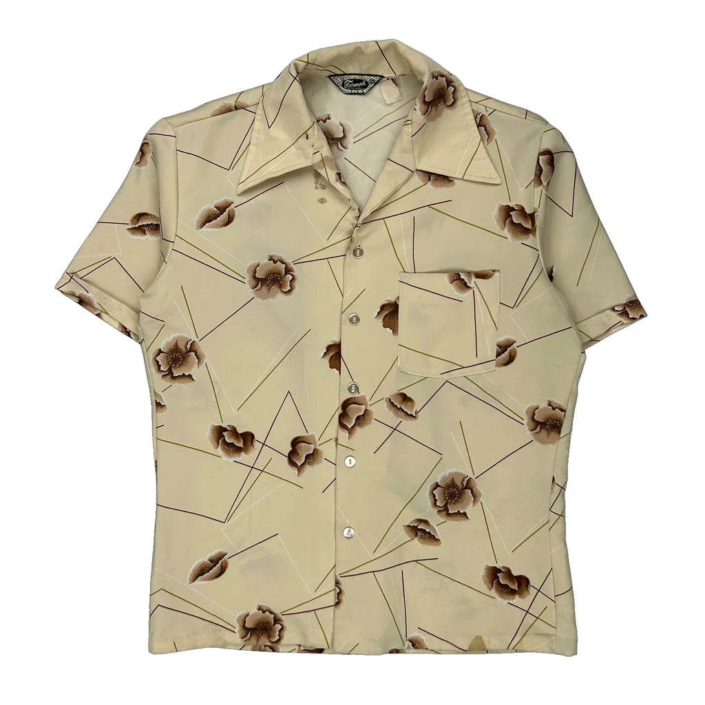 Buy Triumph Floral Hawaiian Shirt - Medium Cream Polyester Refurbished - $33.49 Triumph Floral Hawaiian Shirt - Medium Cream Polyester Refurbished - Thrifted (note: this is a term often used to describe second- refurbished available on Cerqular
