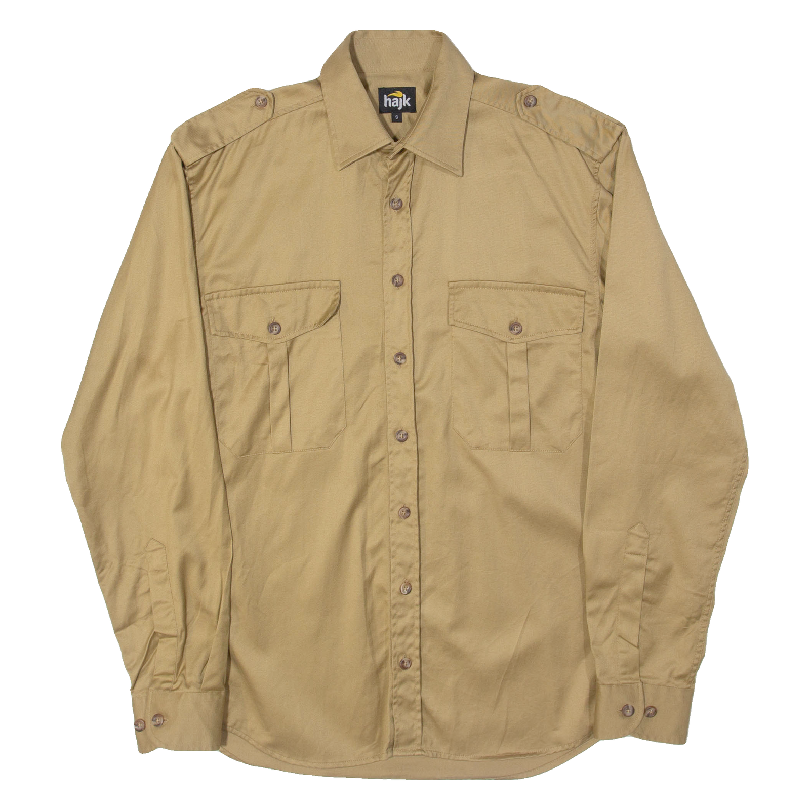 HAJK Mens Plain Shirt Brown Long Sleeve S Refurbished - N/A refurbished available on Cerqular