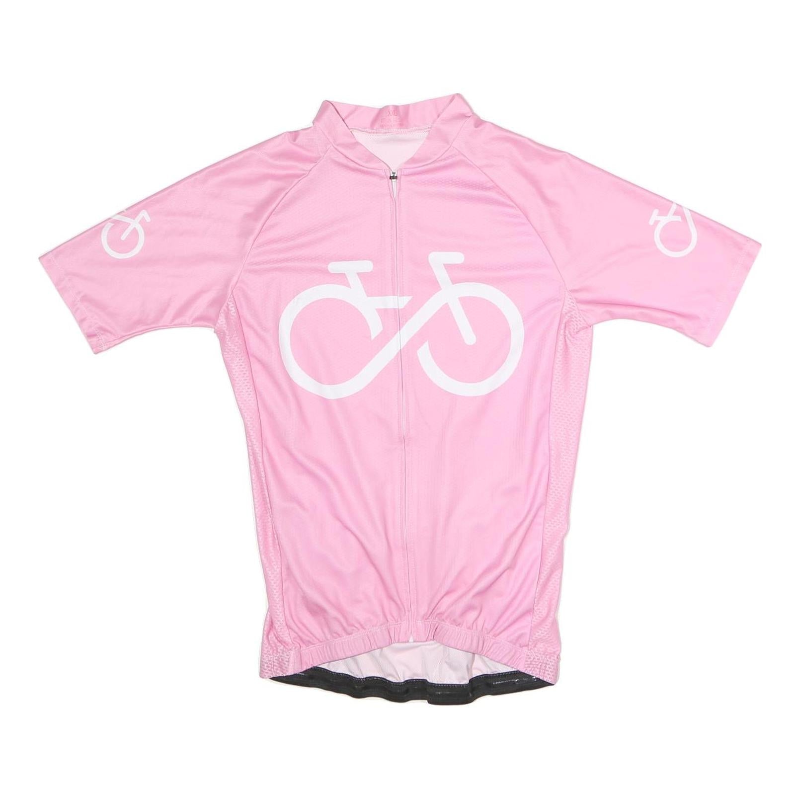 Womens Pink Cycling T-Shirt 2XL Short Sleeve Zip Neck Stretch Fitness Refurbished - N/A refurbished available on Cerqular