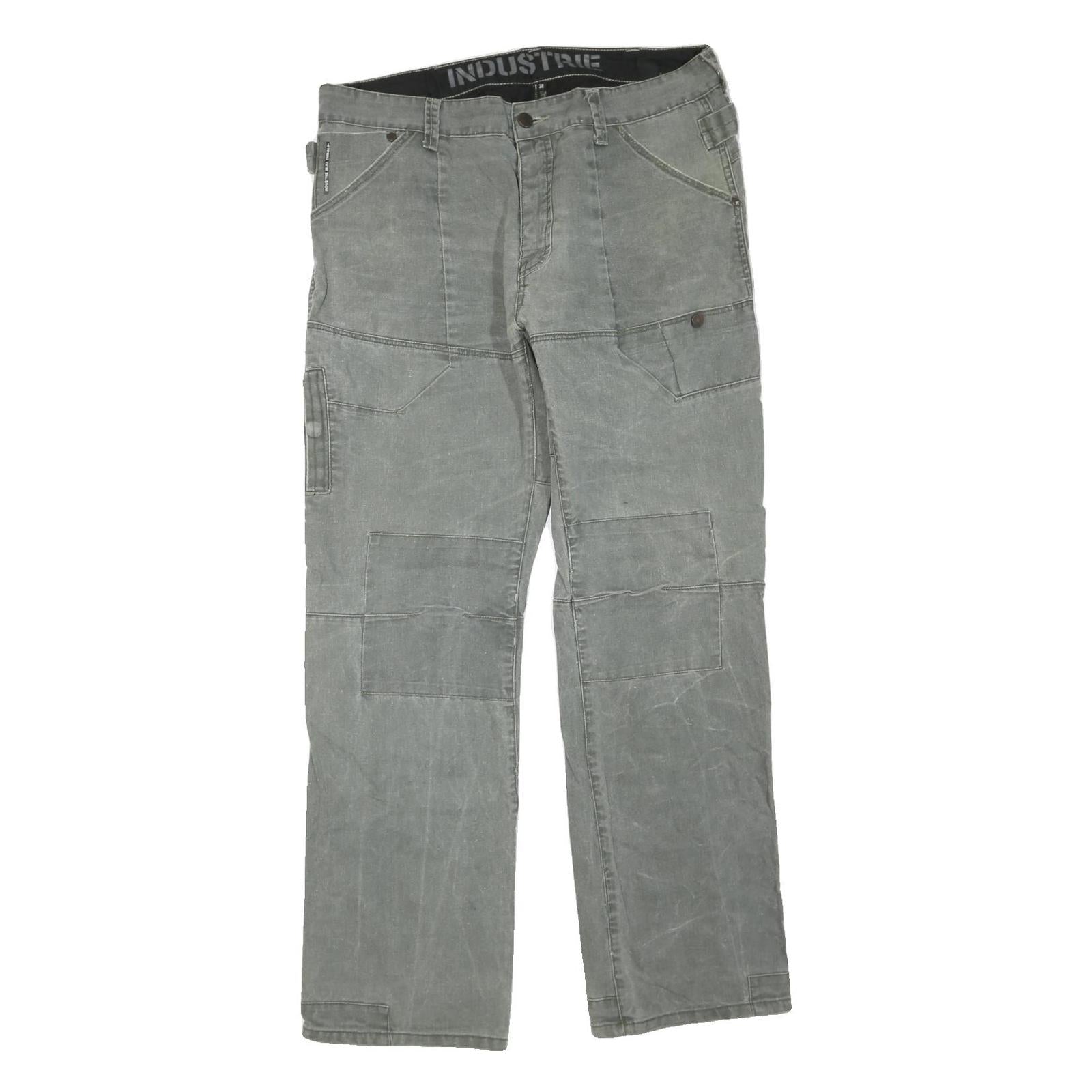 INDUSTRIE Mens Jeans Grey Regular Straight Denim Medium W38 L33 Workwear Refurbished - N/A refurbished available on Cerqular