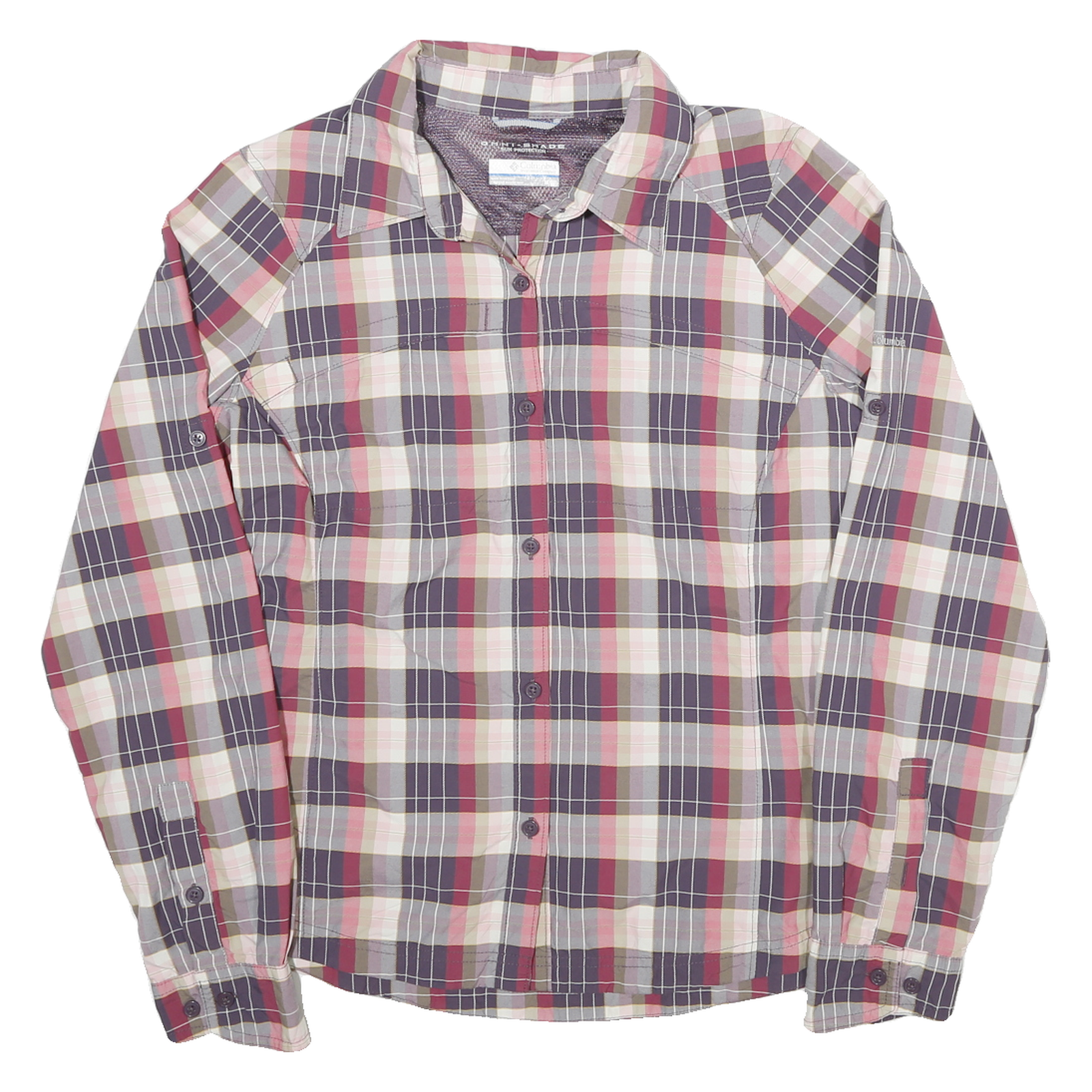 COLUMBIA Womens Purple & Pink Plaid Shirt M Long Sleeve Button Closure Refurbished - N/A refurbished available on Cerqular