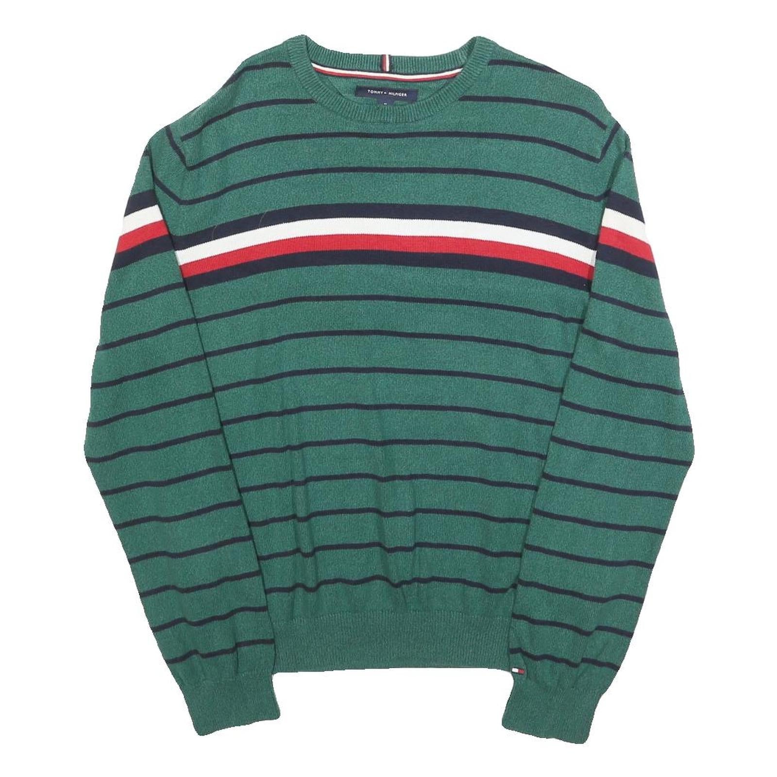Buy TOMMY HILFIGER Mens Green & Navy Striped Jumper Crew Neck Basic Knit M Cotton Refurbished - $35.09 TOMMY HILFIGER Mens Green & Navy Striped Jumper Crew Neck Basic Knit M Cotton Refurbished - N/A refurbished available on Cerqular