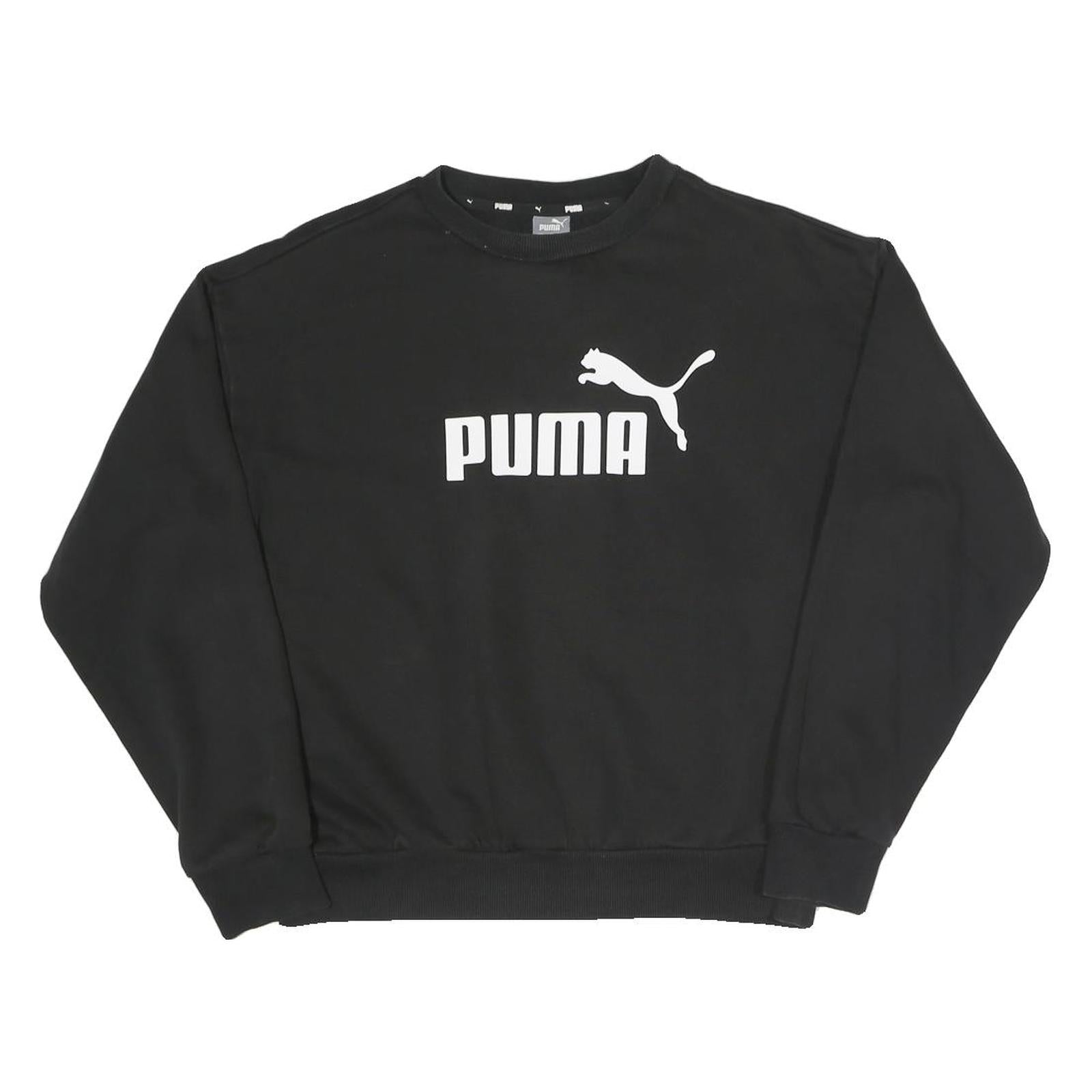 PUMA Womens Black Cotton Blend Crew Neck S Logo Sweatshirt Pullover Casual Refurbished - N/A refurbished available on Cerqular