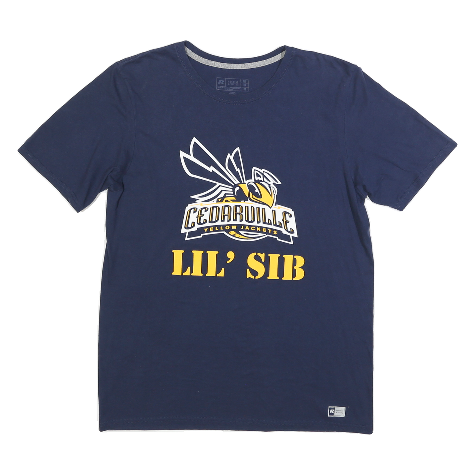 RUSSELL ATHLETIC Mens Blue Cedarville Yellow Jackets Graphic T-Shirt M Short Refurbished - N/A refurbished available on Cerqular