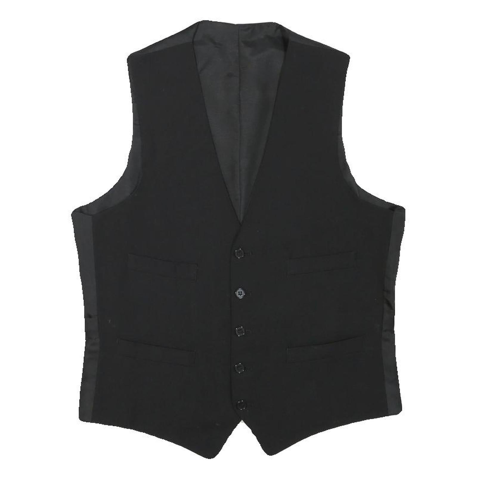 Mens Black Classic Vest XS Polyester Button Jacket Plain Formal Waistcoat Refurbished - N/A refurbished available on Cerqular