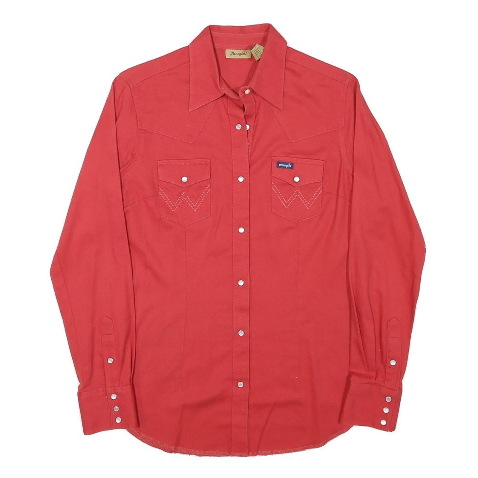 WRANGLER Womens Red Western Shirt S Cotton Blend Long Sleeve Button Front Refurbished - N/A refurbished available on Cerqular