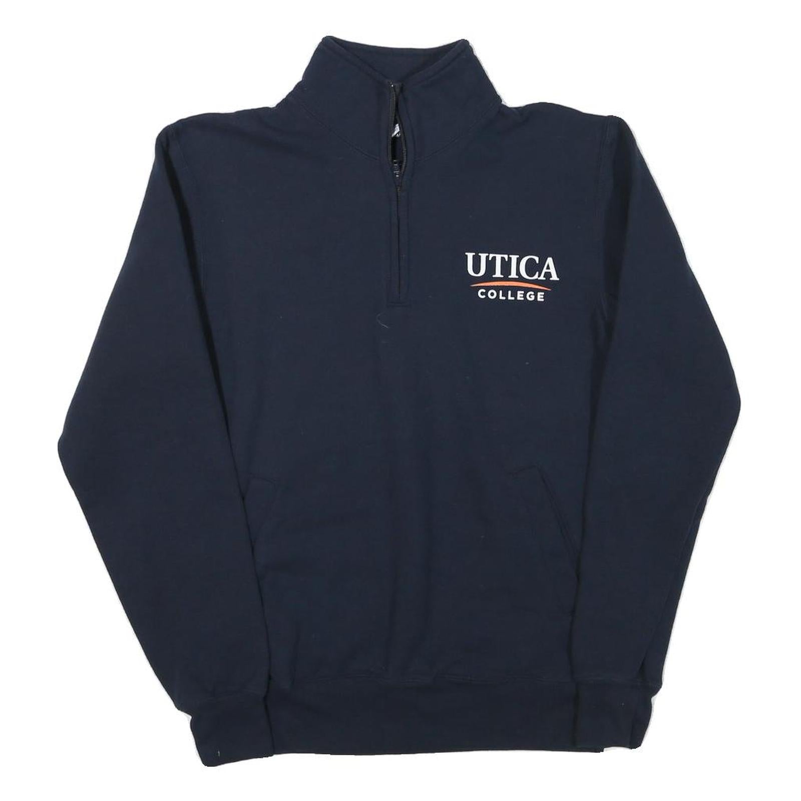 CHAMPION Mens Navy Blue Utica College Pullover Sweatshirt S Quarter Zip Refurbished - N/A refurbished available on Cerqular