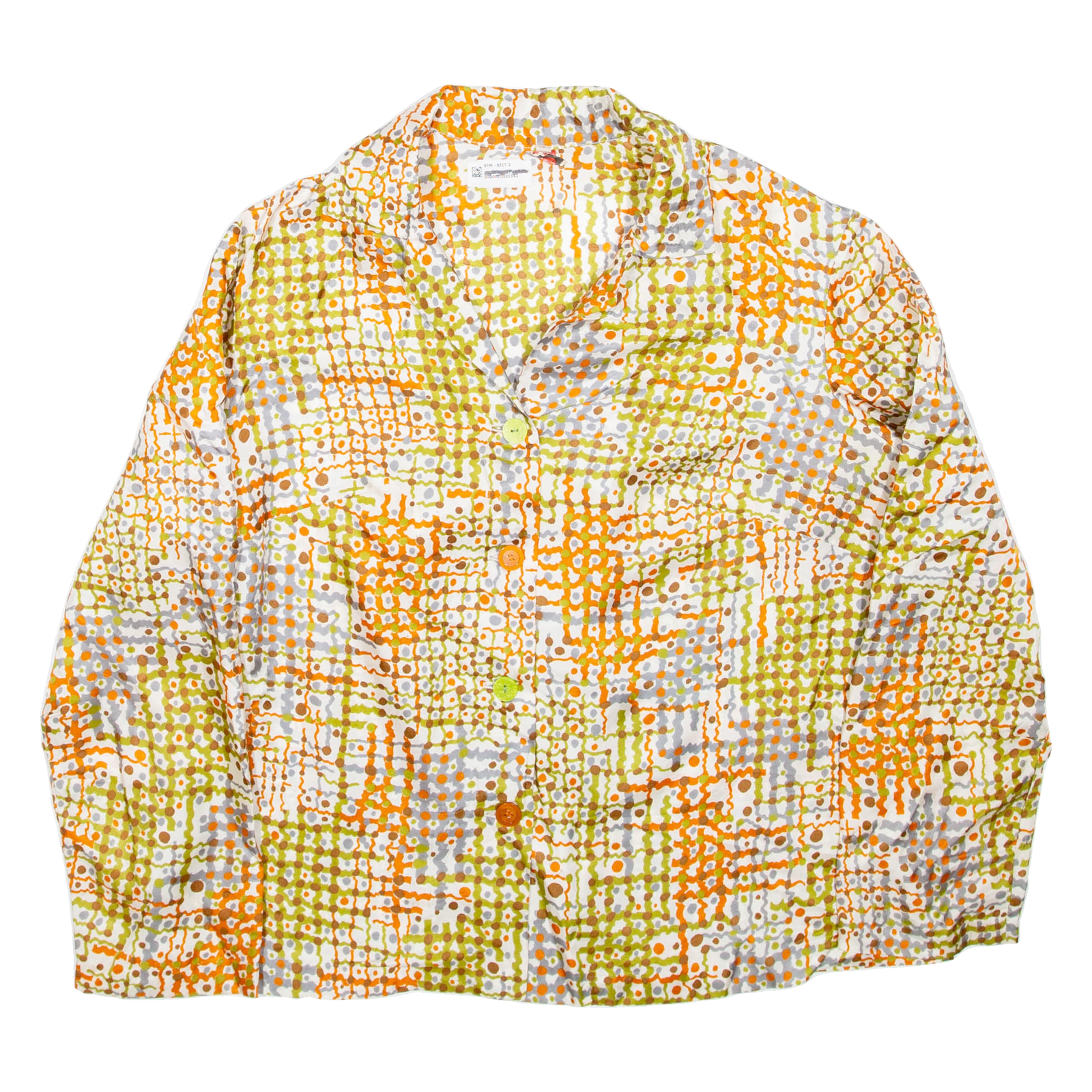 Womens Printed Shirt Orange Collared Long Sleeve Crazy Pattern L Refurbished - N/A refurbished available on Cerqular
