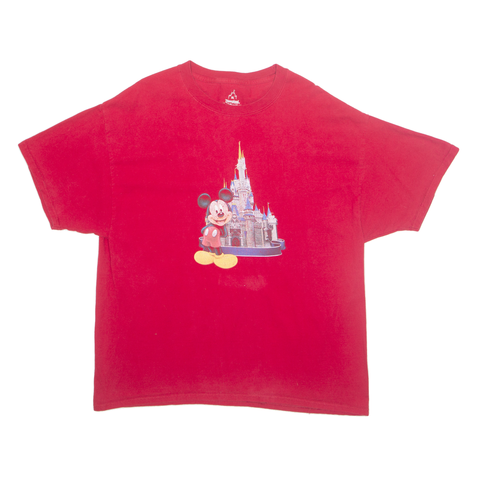 WALT DISNEY Land Disney Castle Mickey Mouse Print Mens T-Shirt Red USA XL Refurbished - N/A refurbished available on Cerqular