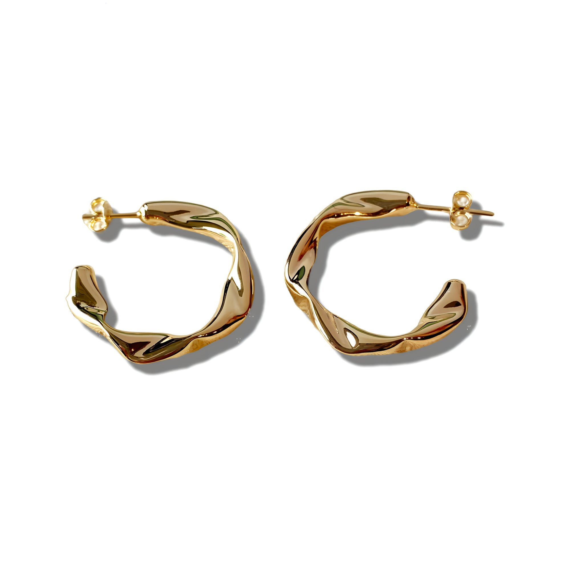 Emma Crushed Chunky Hoops Earrings | Material: 18K Gold Filled Refurbished - N/A refurbished available on Cerqular