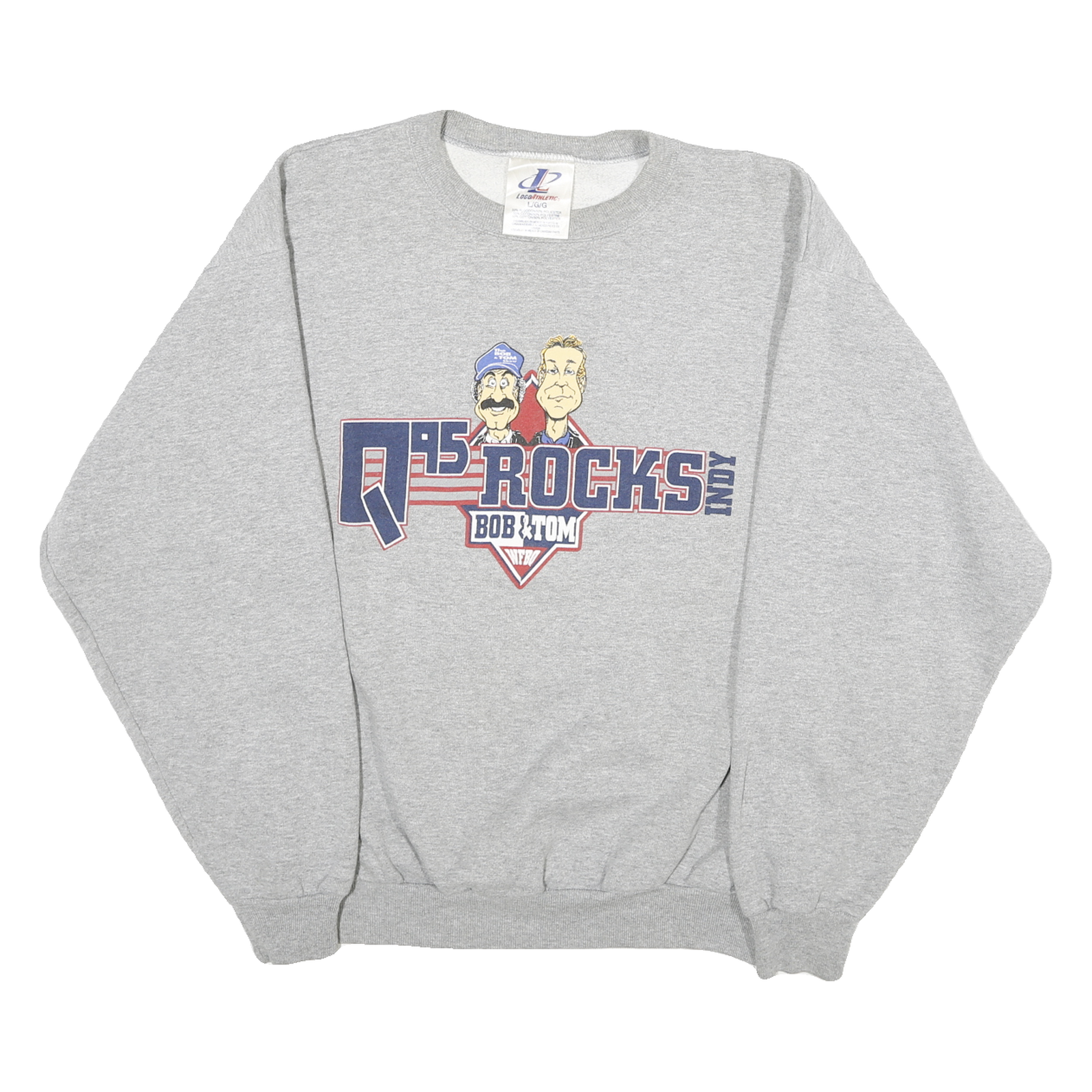 Buy LOGO ATHLETIC Mens Grey Q95 Rocks Bob & Tom Crew Neck L Sweatshirt Radio Graphic Refurbished - $33.79 LOGO ATHLETIC Mens Grey Q95 Rocks Bob & Tom Crew Neck L Sweatshirt Radio Graphic Refurbished - N/A refurbished available on Cerqular