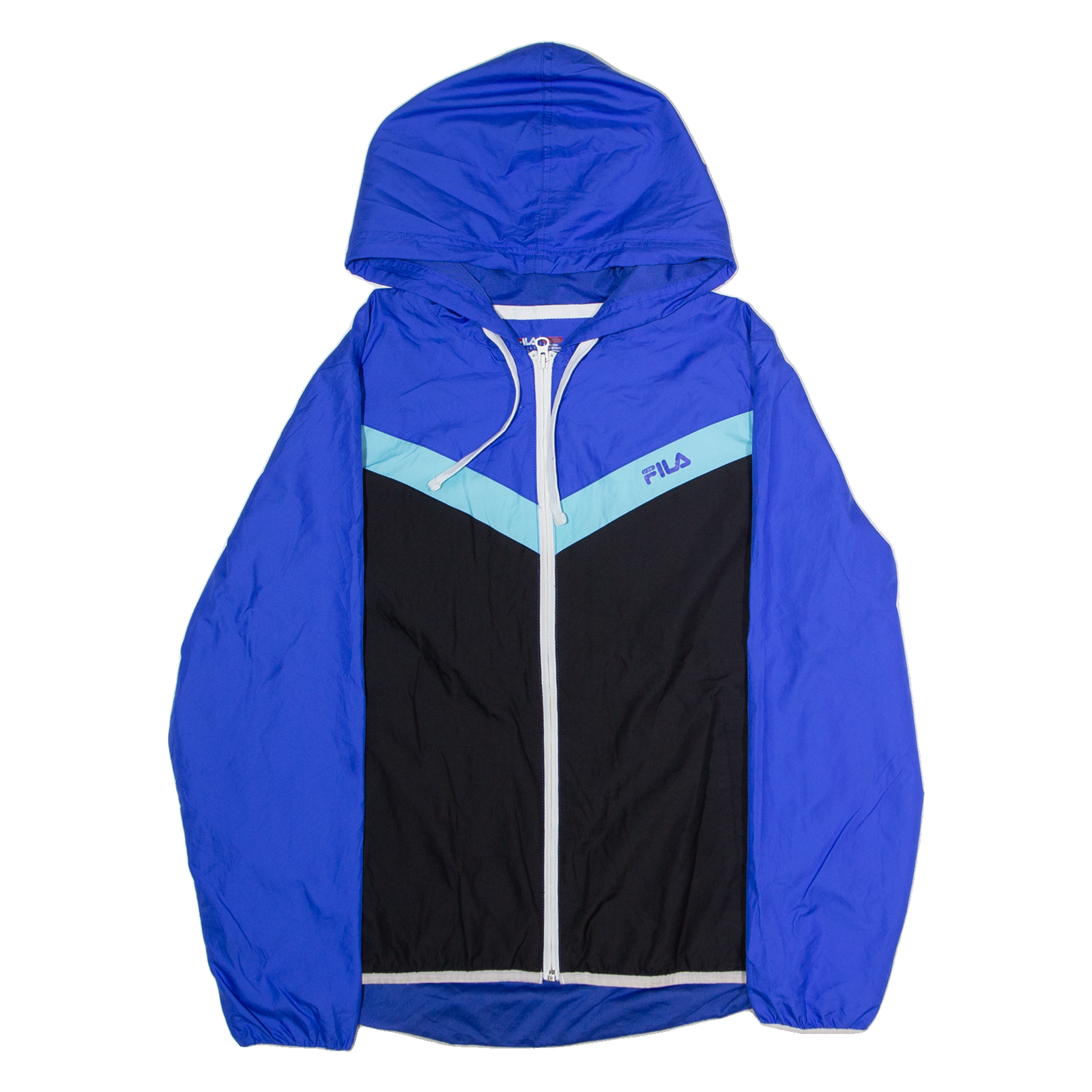 FILA Mens Windbreaker Jacket Blue Hooded Colourblock L Refurbished - N/A refurbished available on Cerqular