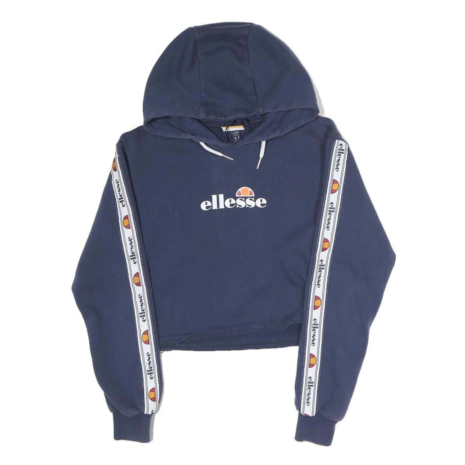 Buy ELLESSE Womens Navy Blue Cropped Pullover Hoodie UK 6 Logo Tape Sleeves Refurbished - $24.69 ELLESSE Womens Navy Blue Cropped Pullover Hoodie UK 6 Logo Tape Sleeves Refurbished - N/A refurbished available on Cerqular