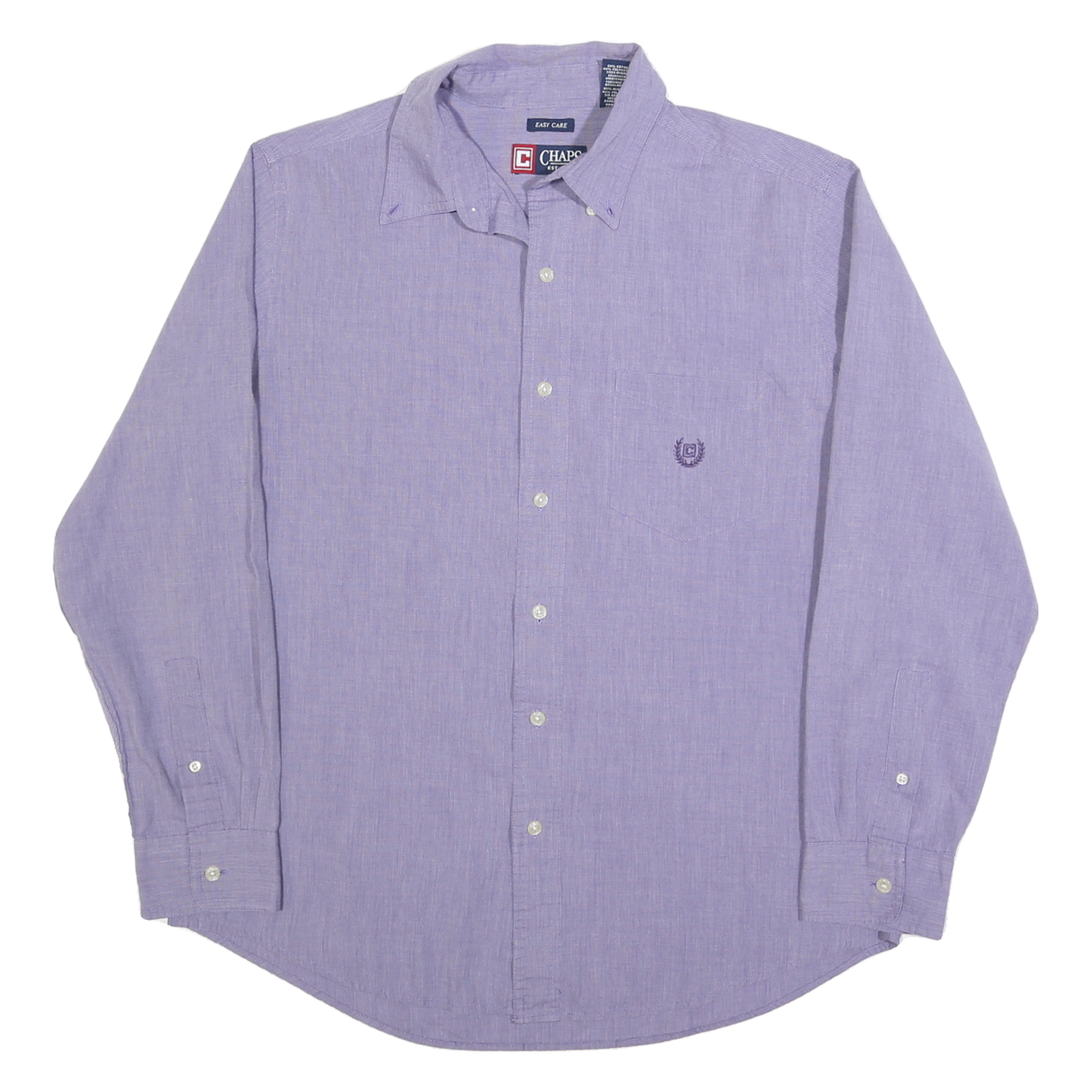 CHAPS Mens Purple Plain Shirt Button-Down Collar Long Sleeve L Classic Fit Refurbished - N/A refurbished available on Cerqular