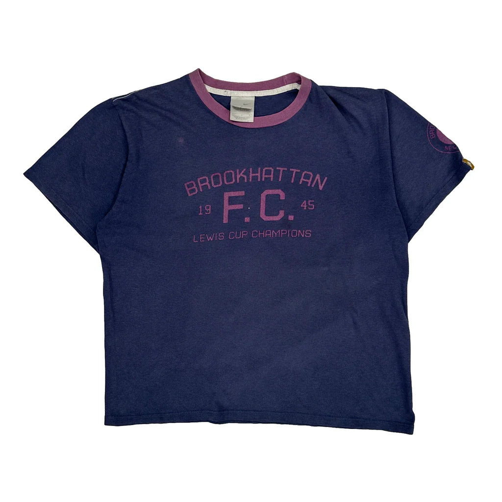 Buy Brookhattan F.C. Nike Graphic T-Shirt - Large Purple Cotton Refurbished - $50.91 Brookhattan F.C. Nike Graphic T-Shirt - Large Purple Cotton Refurbished - Thrifted (note: this is a term often used to describe second- refurbished available on Cerqular