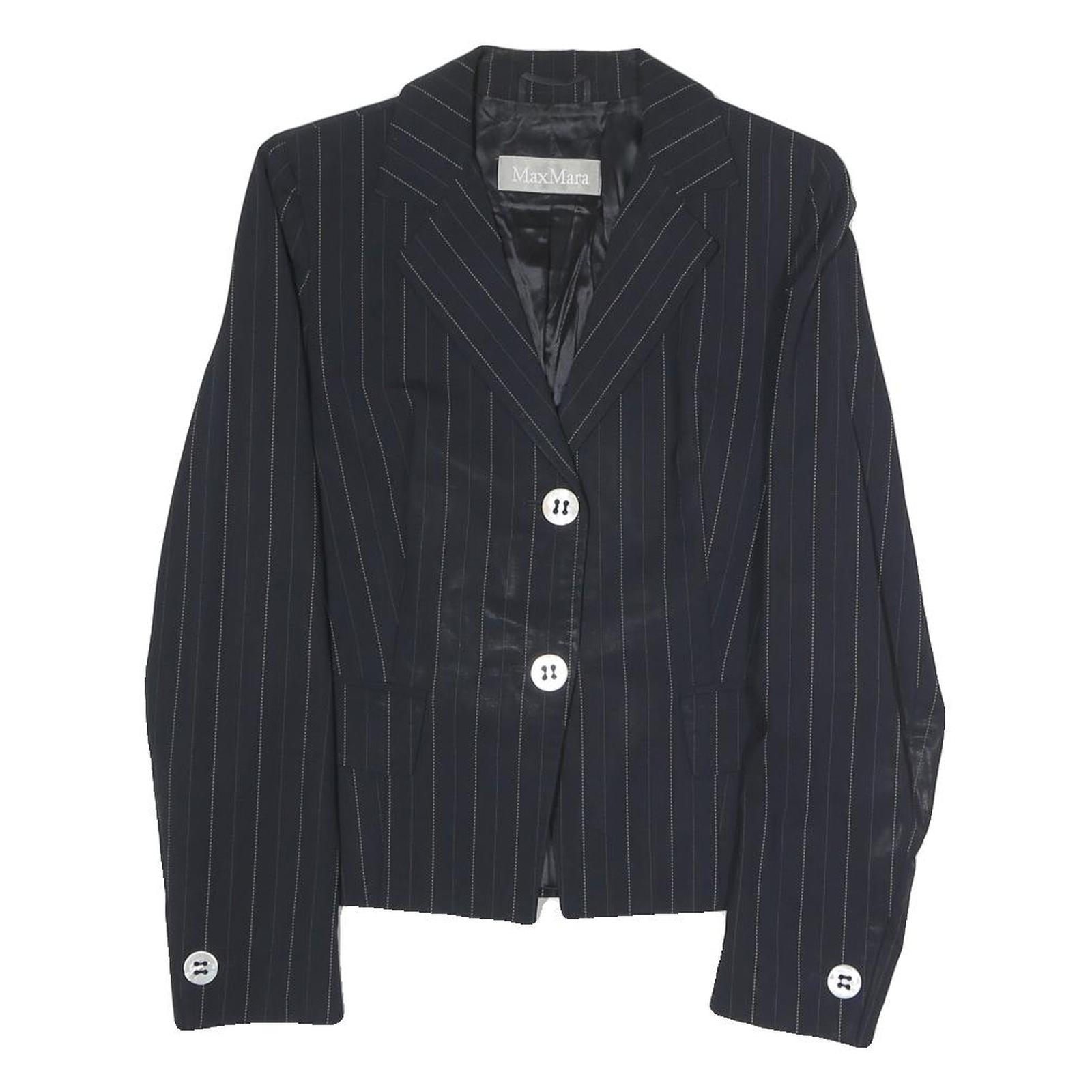 MAX MARA Womens Black Pinstripe Tailored Blazer Jacket UK 6 Polyester Blend Refurbished - N/A refurbished available on Cerqular