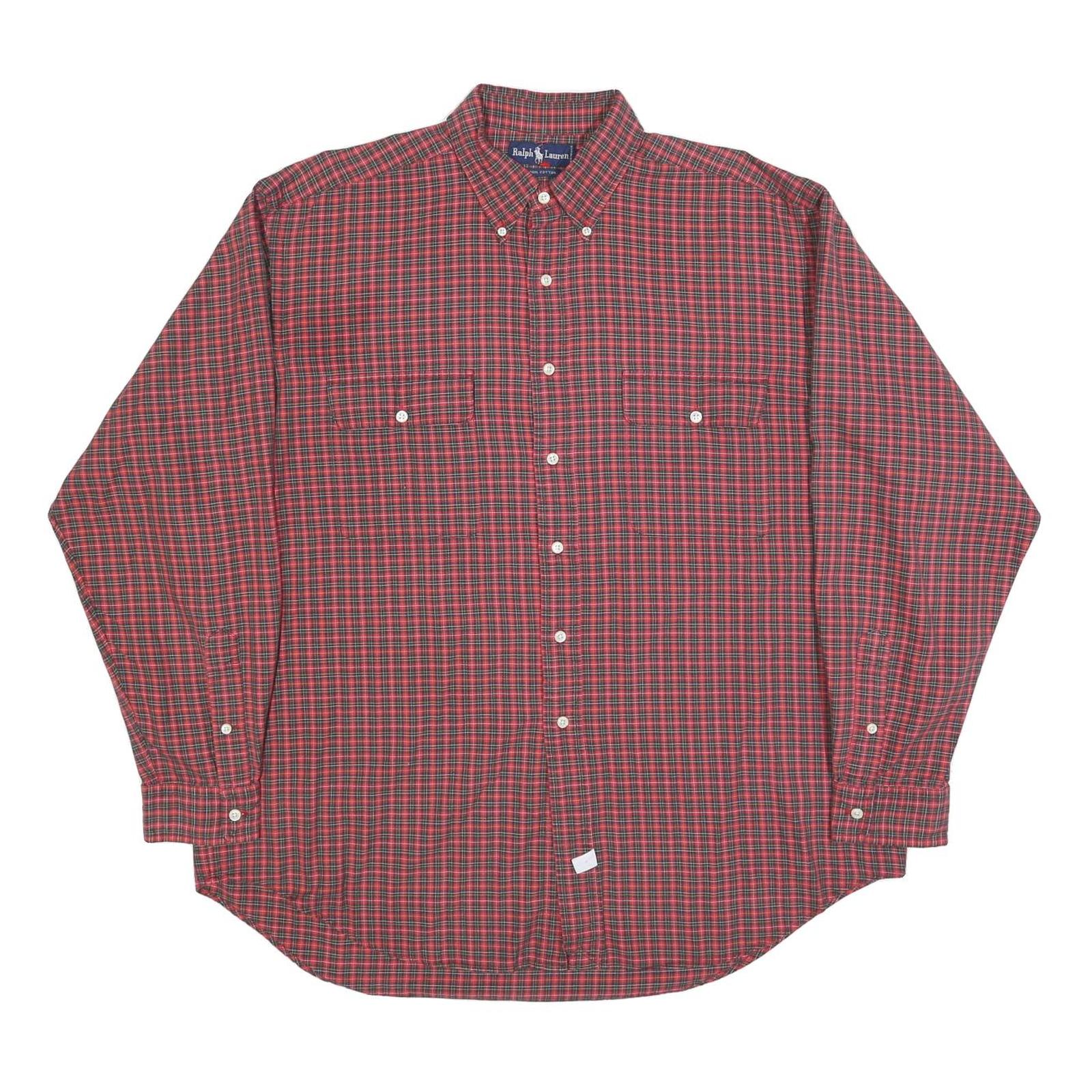 RALPH LAUREN Mens Red & Green Check Shirt XL Classic Button Down Long Sleeve Refurbished - N/A refurbished available on Cerqular