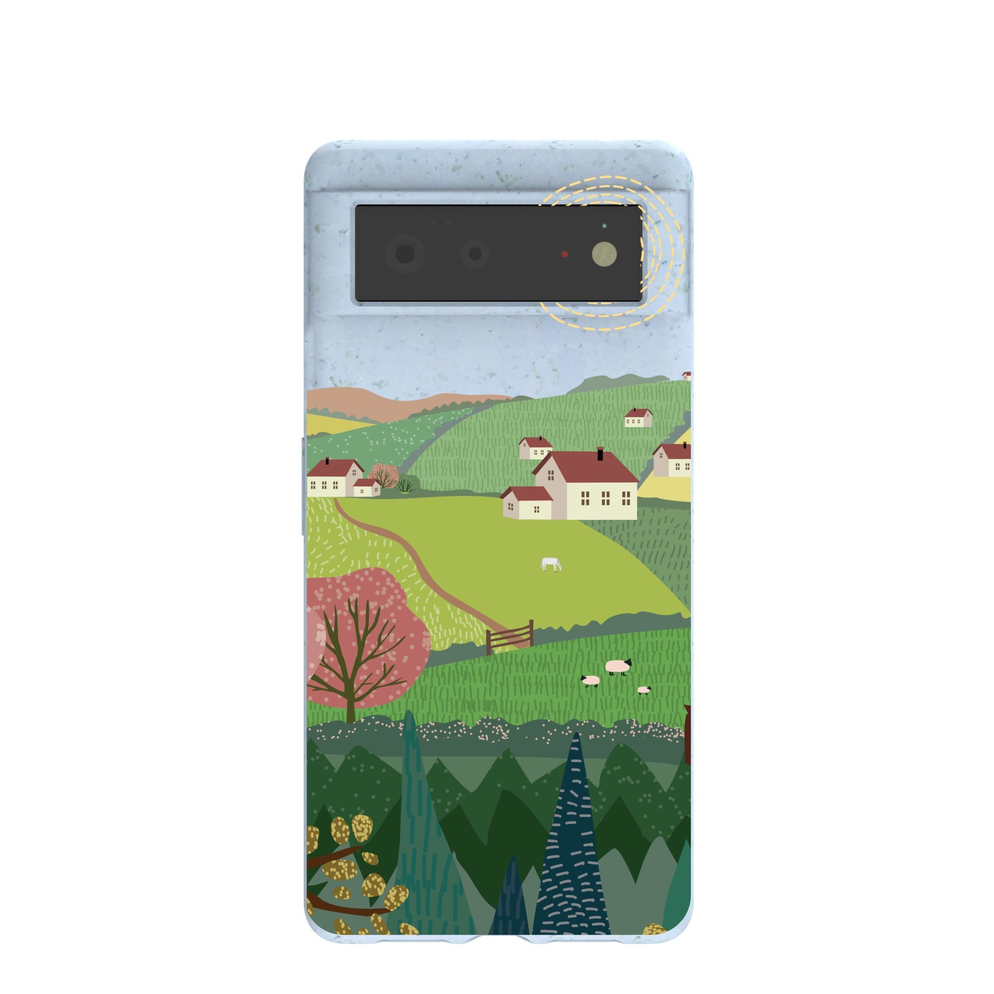 Powder Blue Sunny Countryside Google Pixel 6 Case Refurbished - Pela Case refurbished available on Cerqular