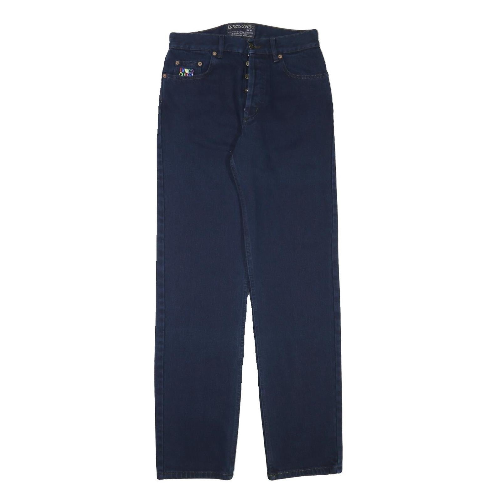 ENRICO COVERI Mens Jeans Blue Regular Straight Denim Dark W28 L33 Button Cotton Refurbished - N/A refurbished available on Cerqular