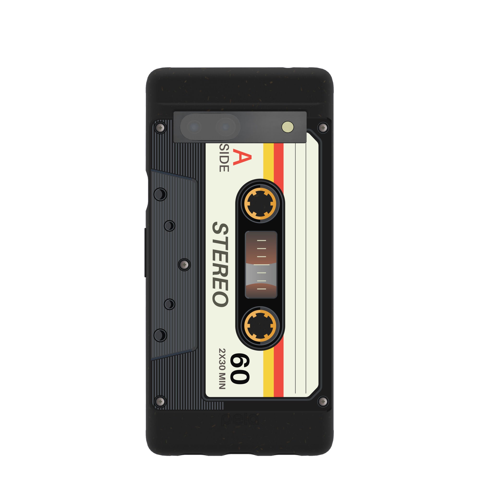 Black Cassette Google Pixel 7a Case Refurbished - Pela Case refurbished available on Cerqular