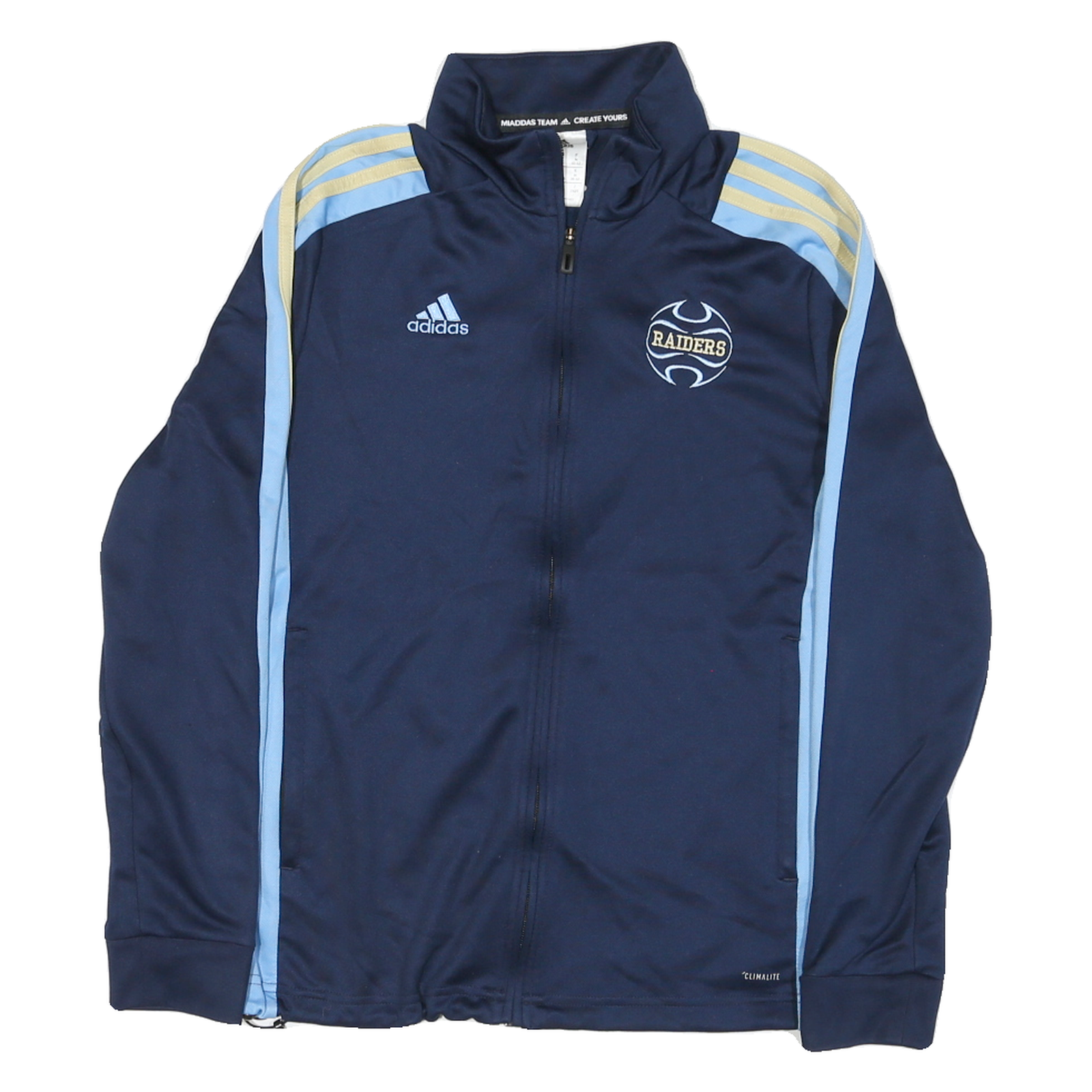 ADIDAS Womens Navy Blue & Light Blue Raiders Track Jacket M Polyester Blend Zip Refurbished - N/A refurbished available on Cerqular