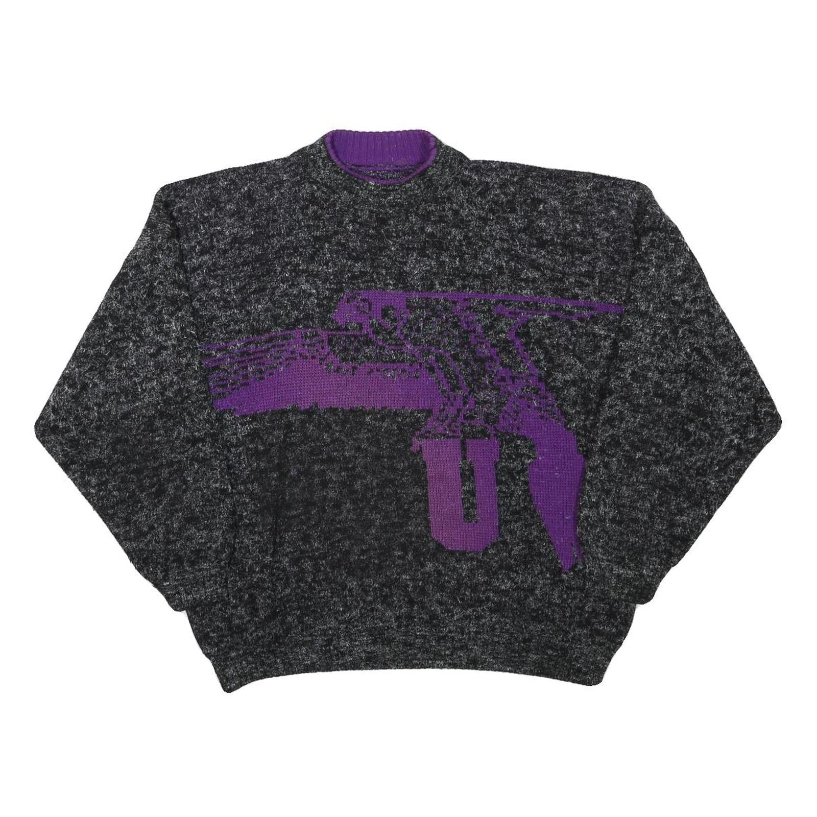 Womens Black Grey & Purple Wool Blend Patterned Jumpers Crew Neck Basic Knit M Refurbished - N/A refurbished available on Cerqular
