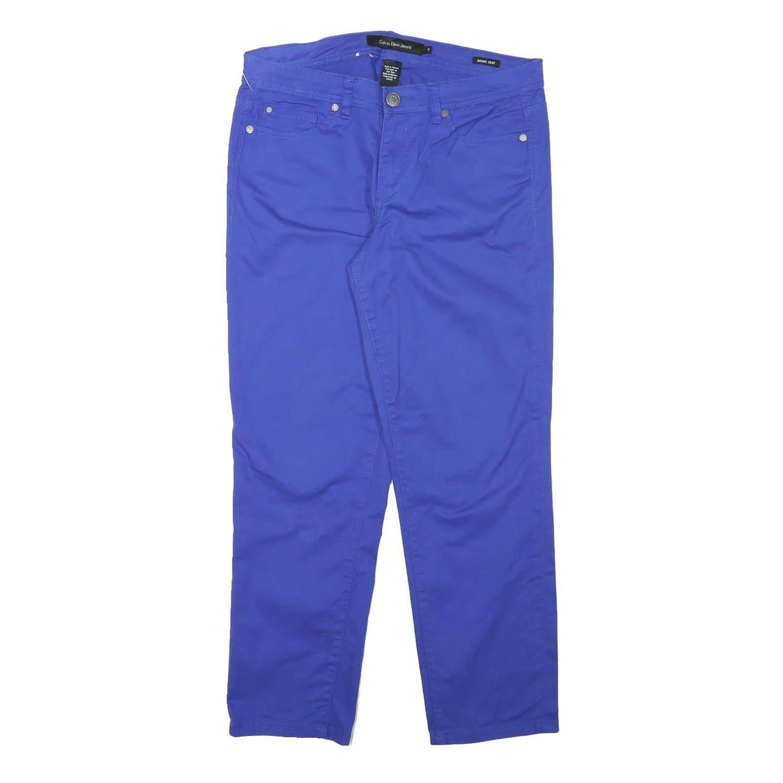 CALVIN KLEIN Womens Cotton Blend Blue Slim Slim Leg Trousers W30 L26 Casual Refurbished - N/A refurbished available on Cerqular