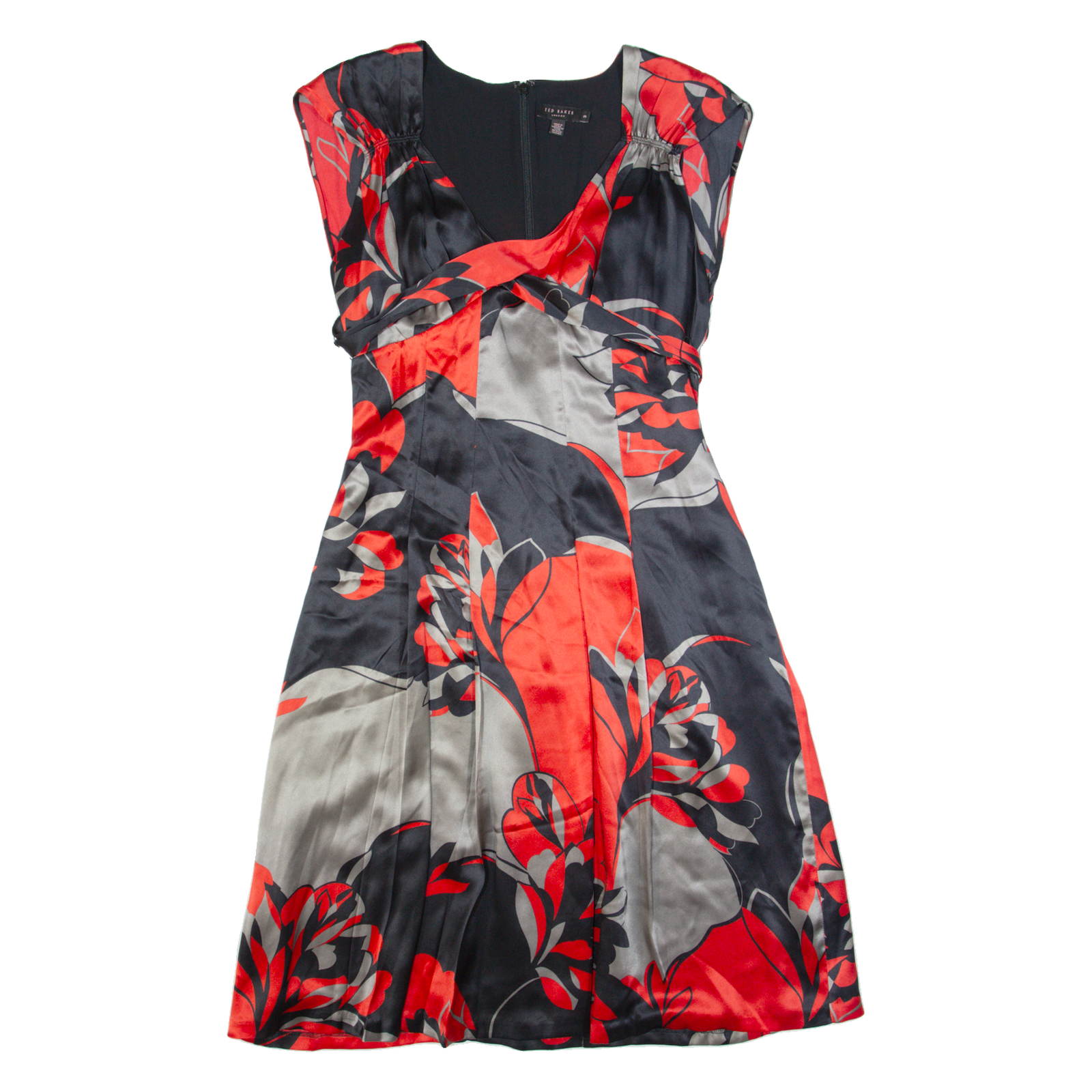 TED BAKER Womens A-Line Dress Black Crazy Pattern Sleeveless Midi M Refurbished - N/A refurbished available on Cerqular
