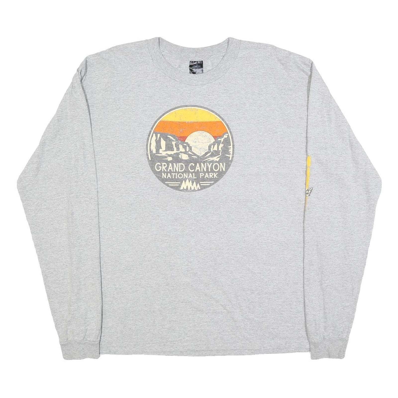 PRAIRIE MOUNTAIN Mens Grey Grand Canyon National Park Long Sleeve Crew Neck XL Refurbished - N/A refurbished available on Cerqular
