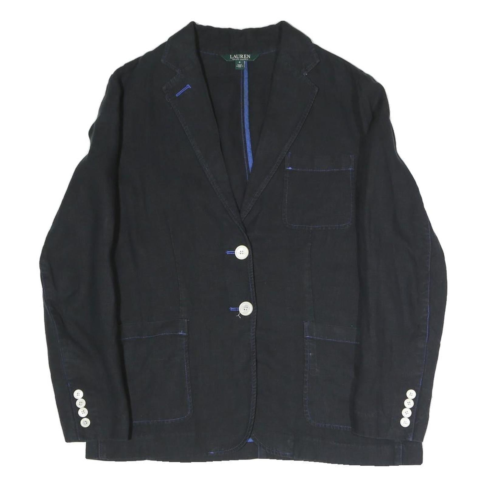 LAUREN RALPH LAUREN Womens Black Button Jacket UK 8 Polyester Blend Classic Refurbished - N/A refurbished available on Cerqular