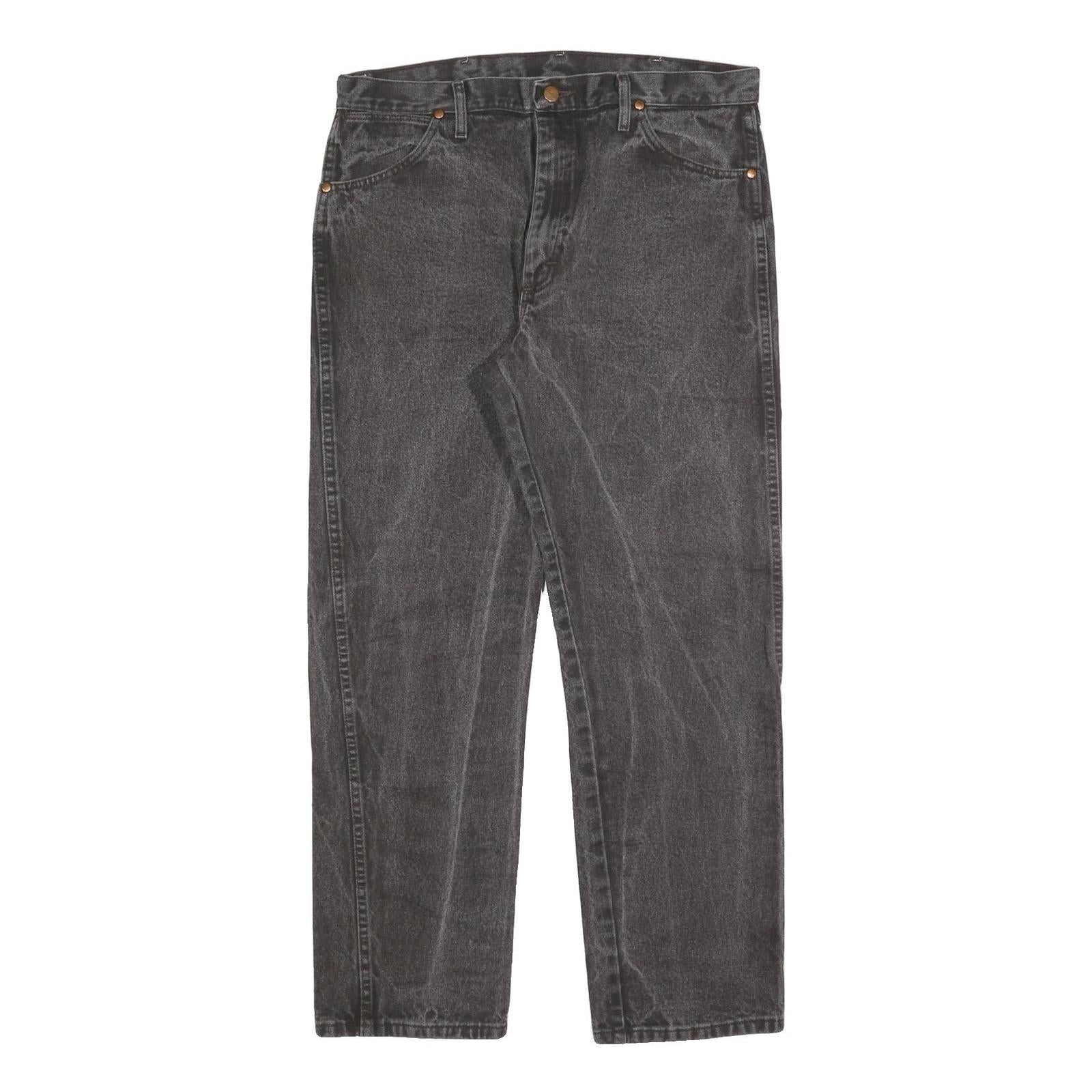 WRANGLER Mens Regular Fit Black Denim Jeans W36 L32 Classic Zip Cotton Blend Refurbished - N/A refurbished available on Cerqular