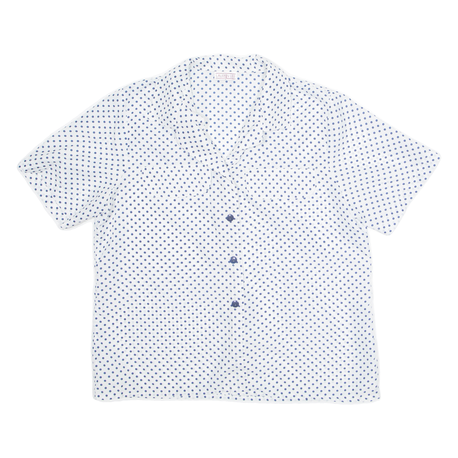 LAUREN LEE Womens Printed Shirt White Collared Spotted L Refurbished - N/A refurbished available on Cerqular