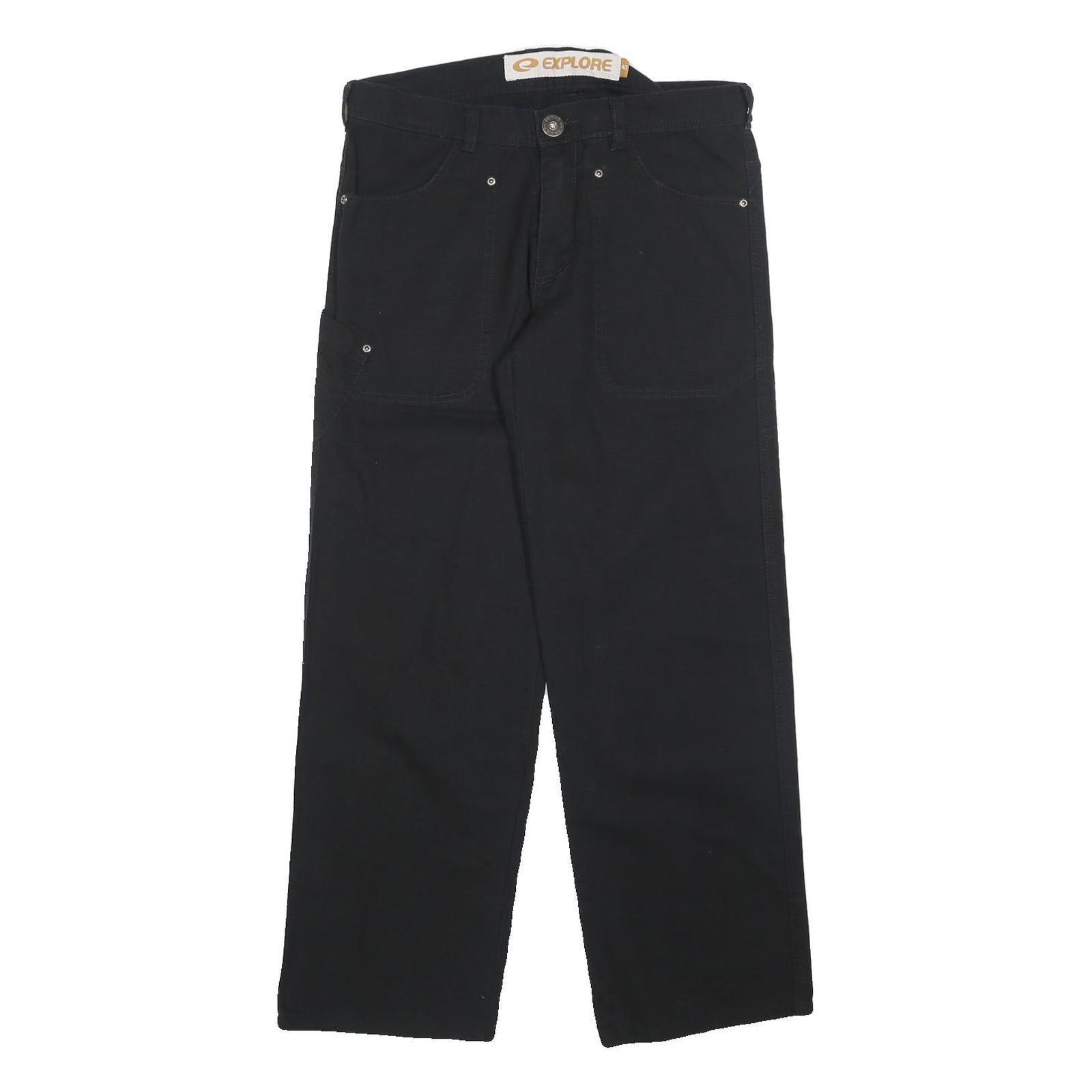 EXPLORE Womens Cotton Blend Black Relaxed Straight Trousers W33 L30 Casual Wear Refurbished - N/A refurbished available on Cerqular
