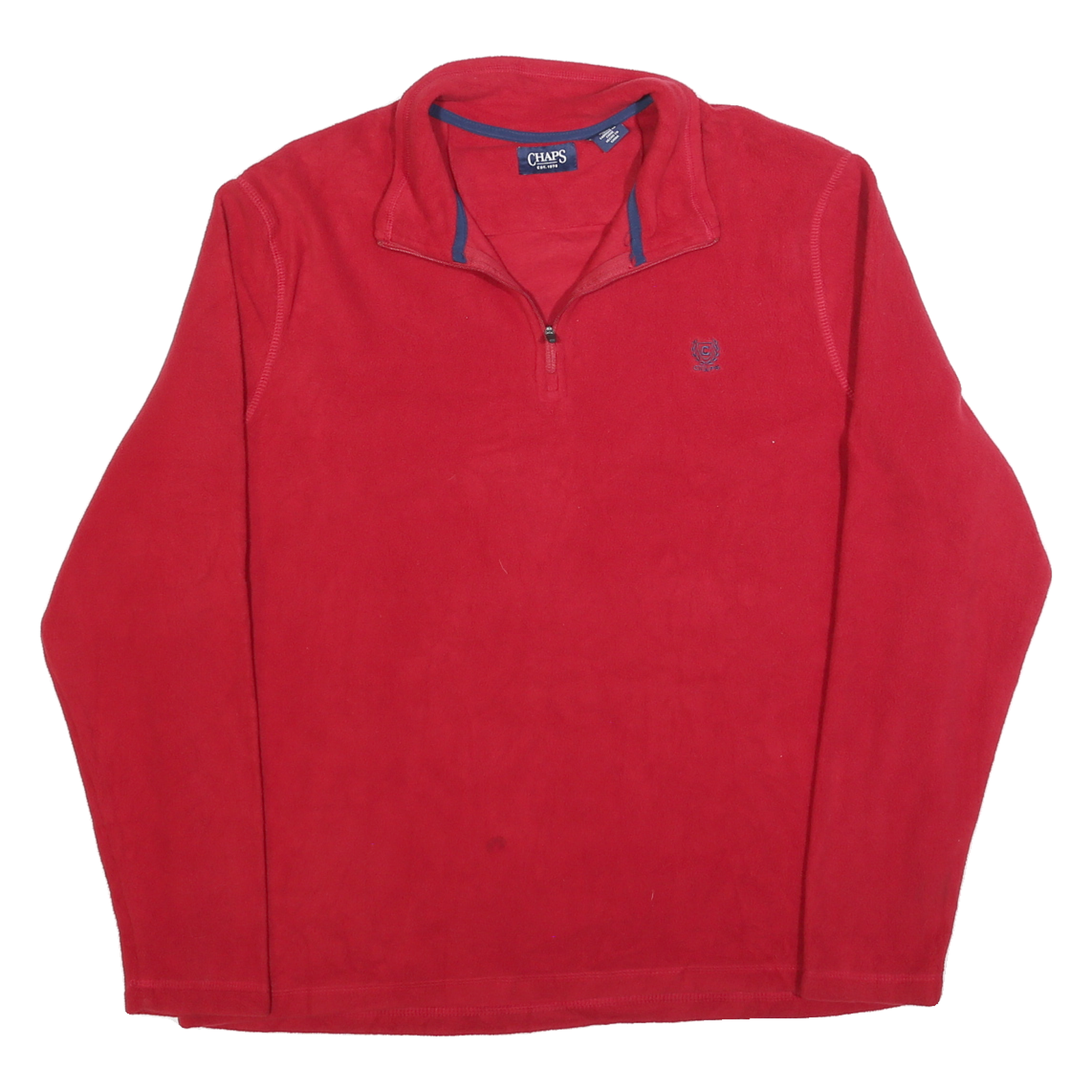 CHAPS Mens Red Jumper Plain Half Zip PullOver Polyester Blend XL Casual Warm Refurbished - N/A refurbished available on Cerqular