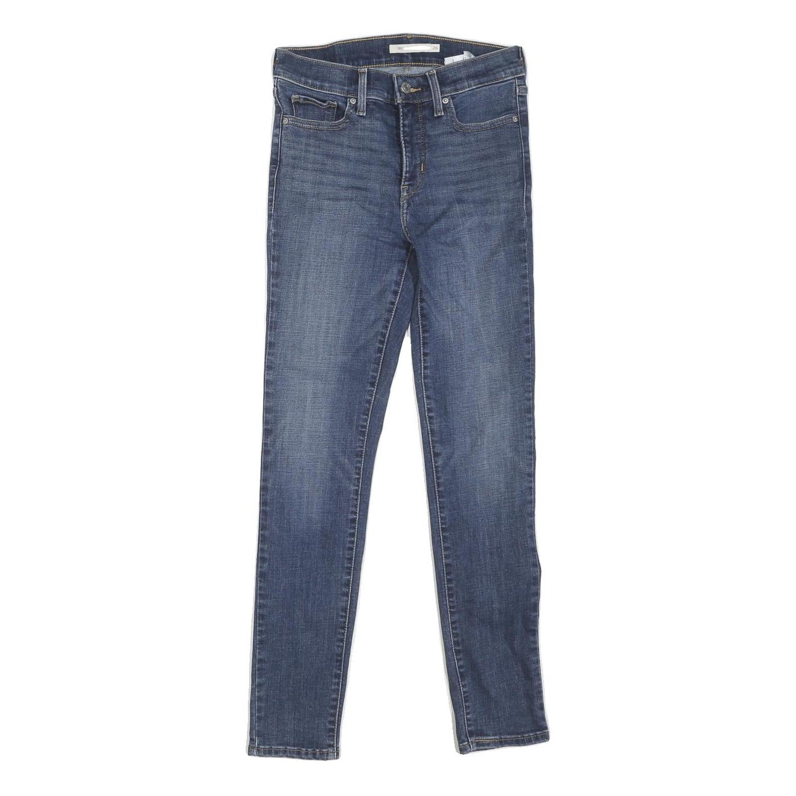 LEVI'S Womens Blue Regular Skinny Denim Raw W26 L27 Classic Zip Jeans Refurbished - N/A refurbished available on Cerqular