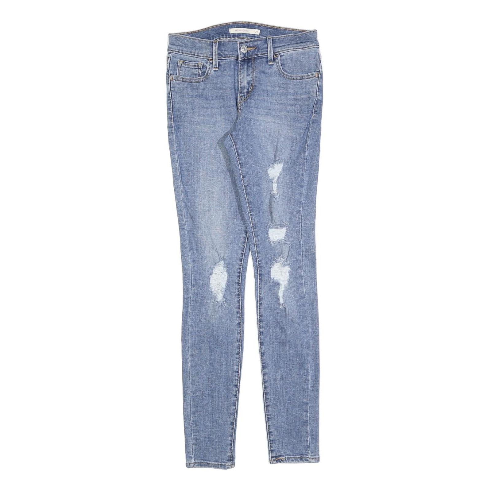 LEVI'S 710 Womens Slim Light Blue Denim Cotton Blend Zip W26 L28 Distressed Refurbished - N/A refurbished available on Cerqular