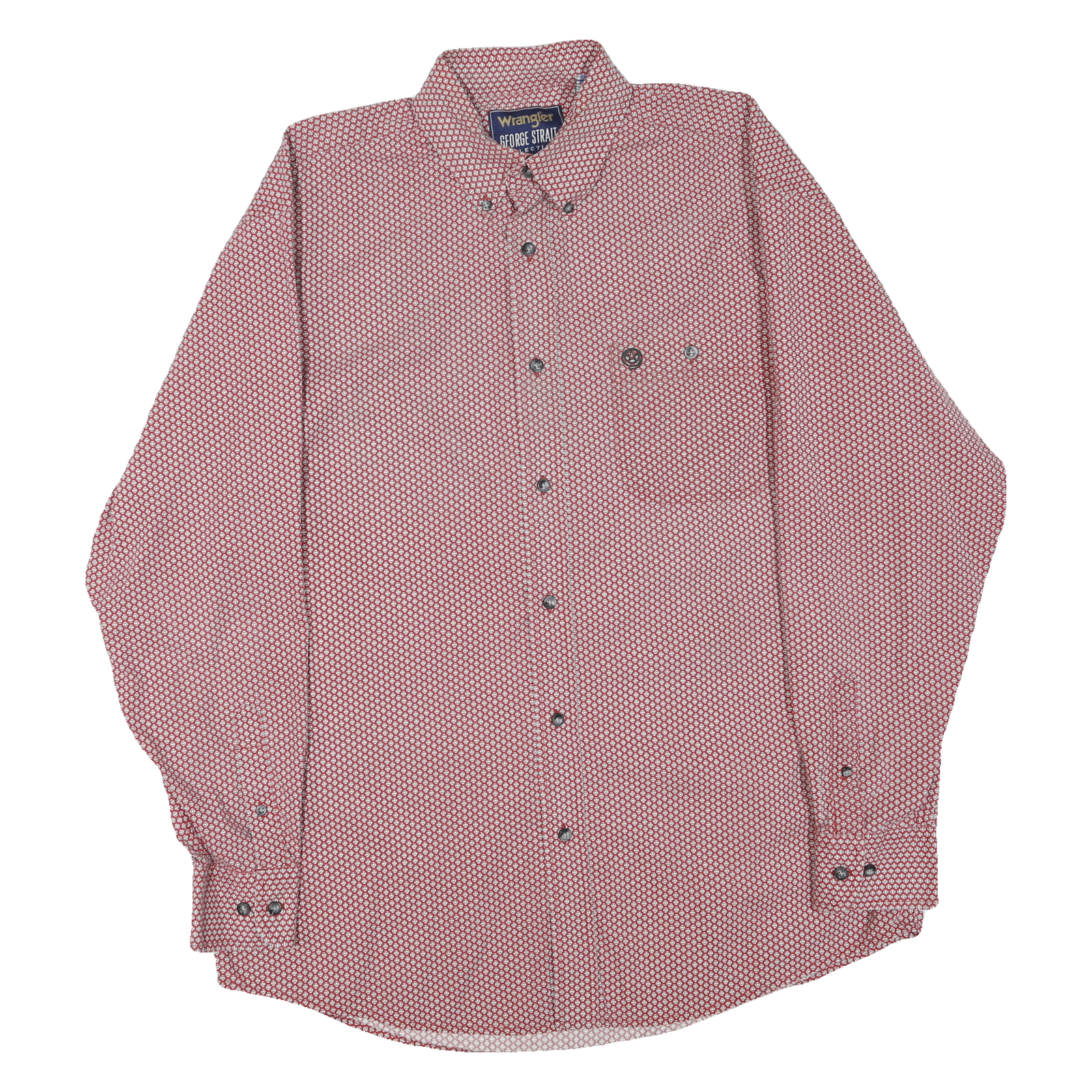 WRANGLER Mens Red & White Printed Shirt L Button Down Cotton Blend Long Sleeve Refurbished - N/A refurbished available on Cerqular